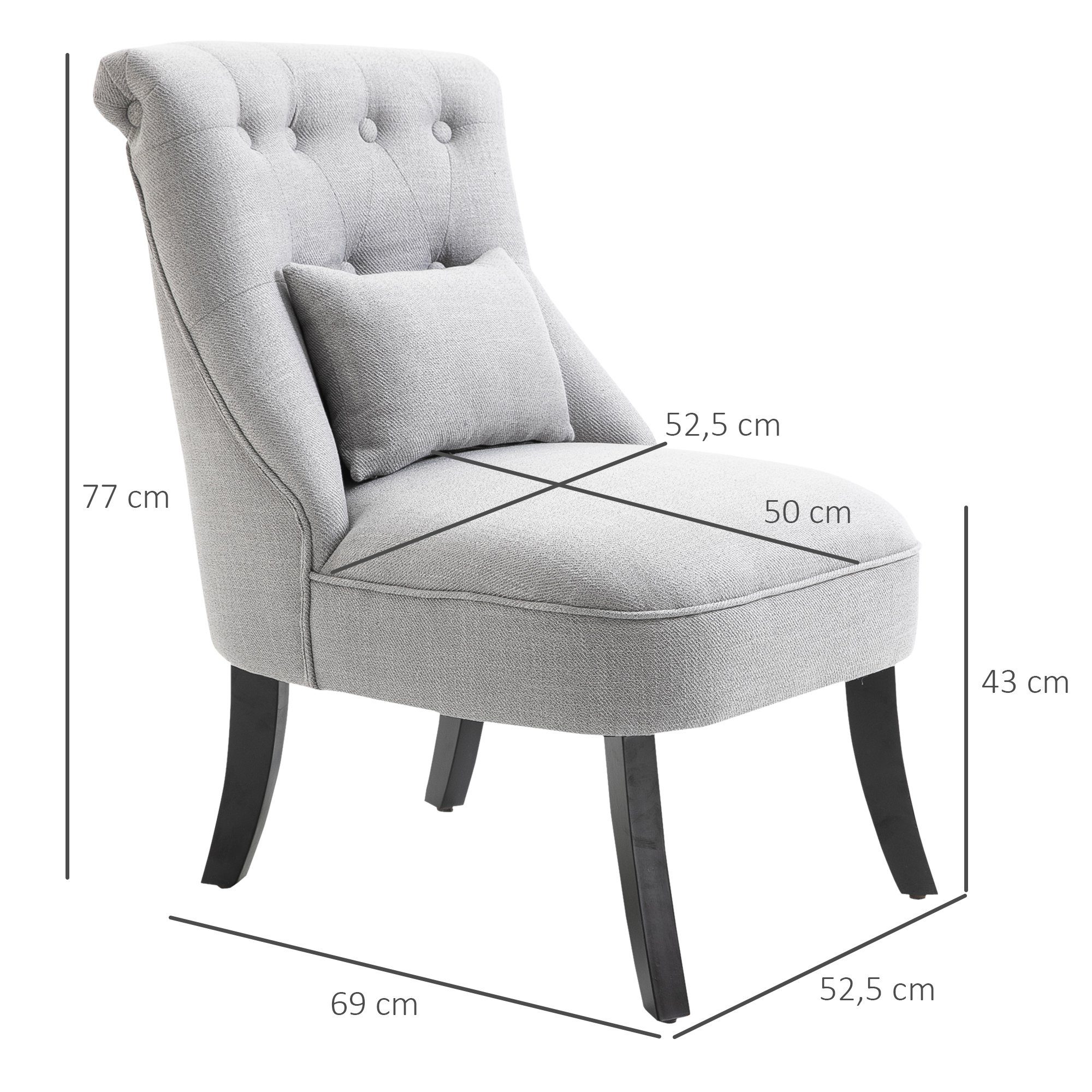 HOMCOM Sessel Relaxsessel mit Rückenkissen grau