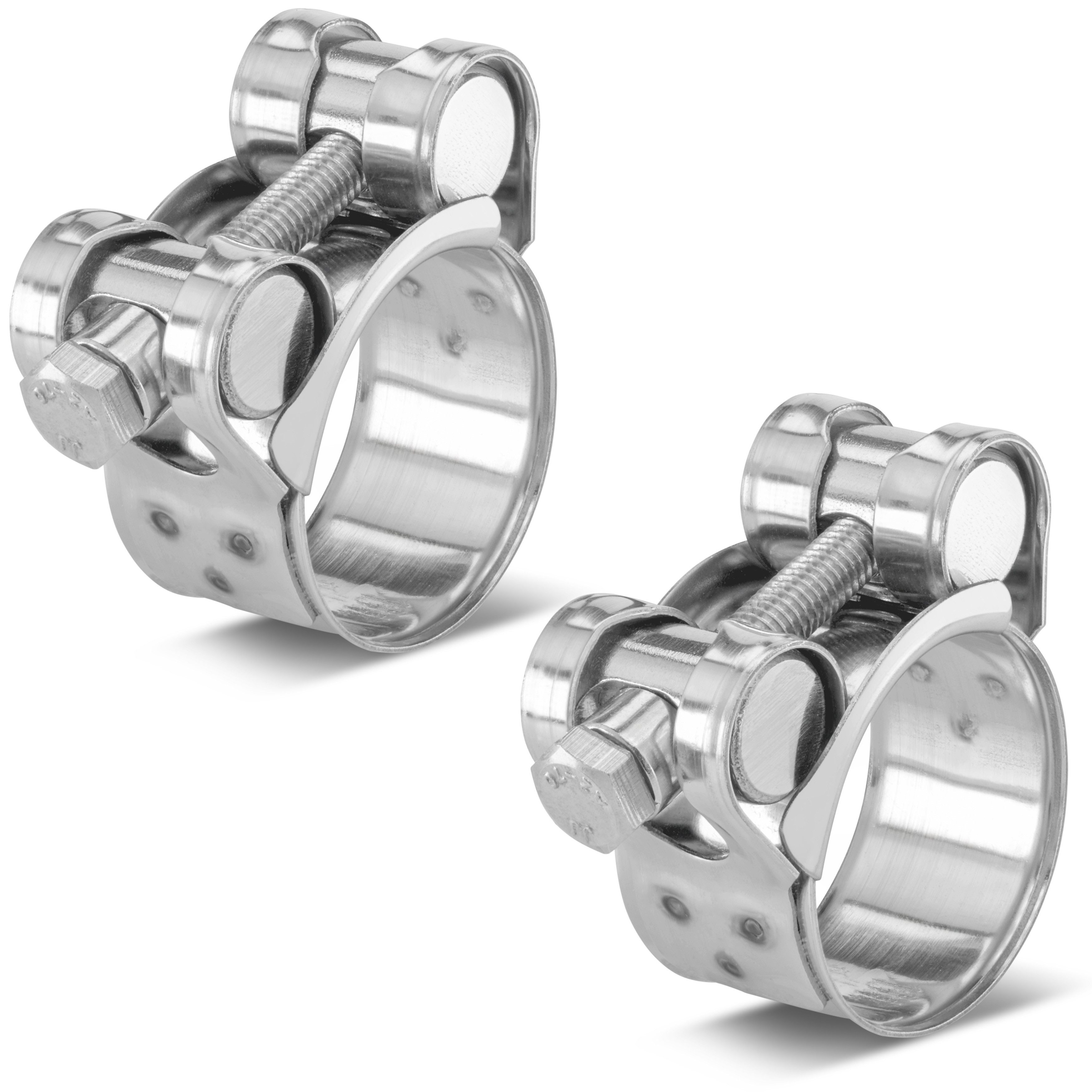 Poppstar Schlauchschelle, (2-St), Poppstar 2x Gelenkbolzenschellen Edelstahl W4 Spannbereich 26-28mm