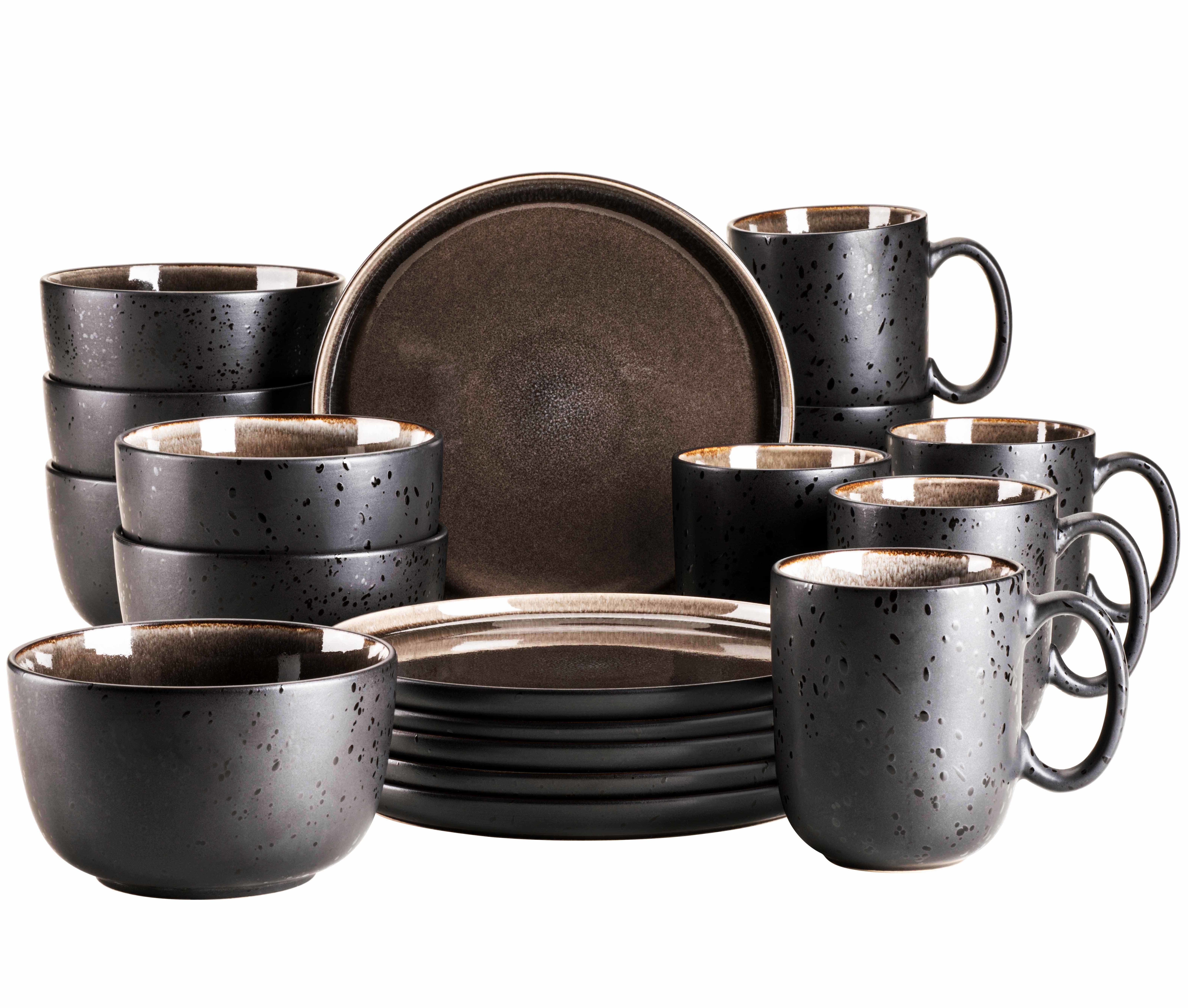 MÄSER Frühstücks-Geschirrset NIARA, Frühstücks Set, Steinzeug (18-tlg), 6 Personen, Steinzeug, Geschirr-Set, Service