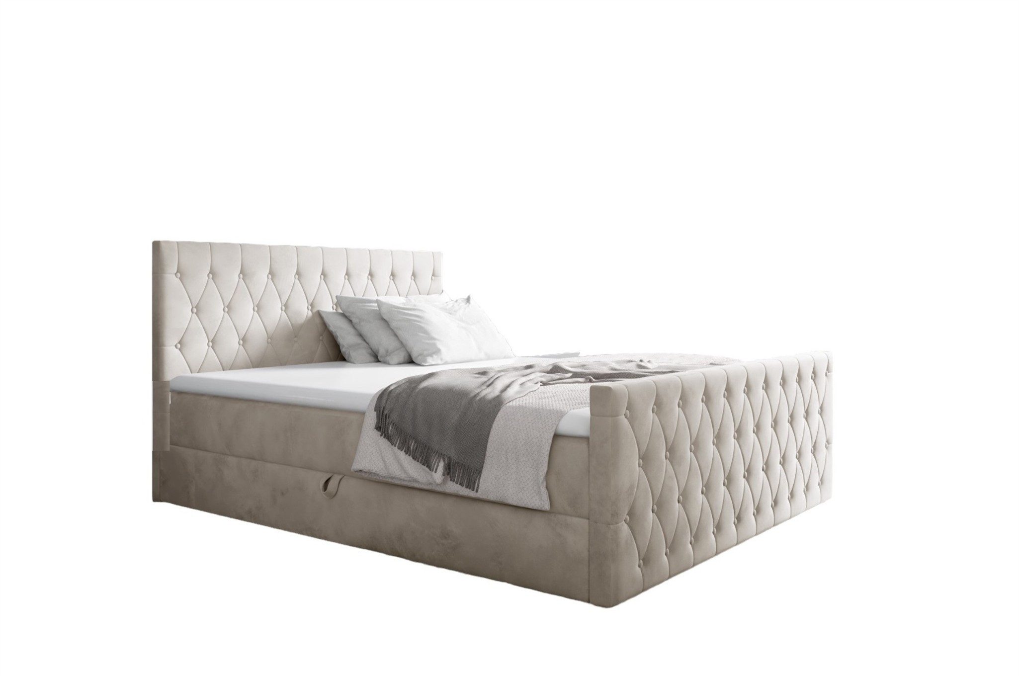 Fun Möbel Boxbett Schlafzimmerbett ASHER Standard Überlänge Stoff Fresh (inkl. Kaltschaumtopper, mit Bonellfederkernmatratze), inkl. Bettkasten