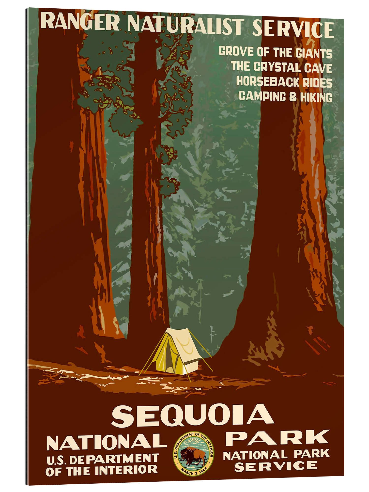 Posterlounge Wandbild Sequoia National Park, Vintage Travel Collection, erhältlich als Poster, Leinwandbild, Wandsticker oder Acrylglasbild