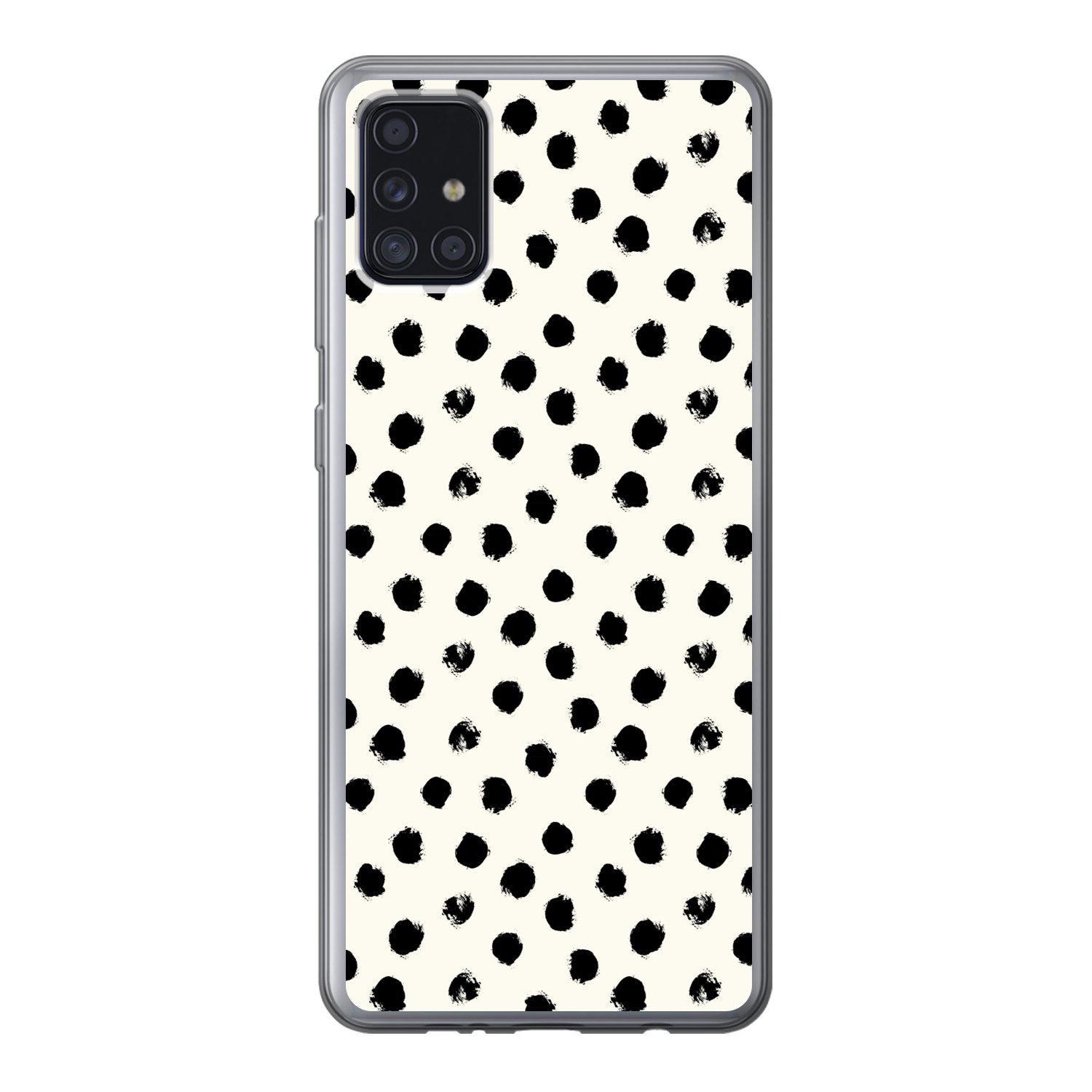 MuchoWow Handyhülle für Samsung Galaxy A52 5G Polka dots - Schwarz - Weiß - Druck - Minima, Smartphone-Bumper, Print, Handy Schutzhülle Dünn
