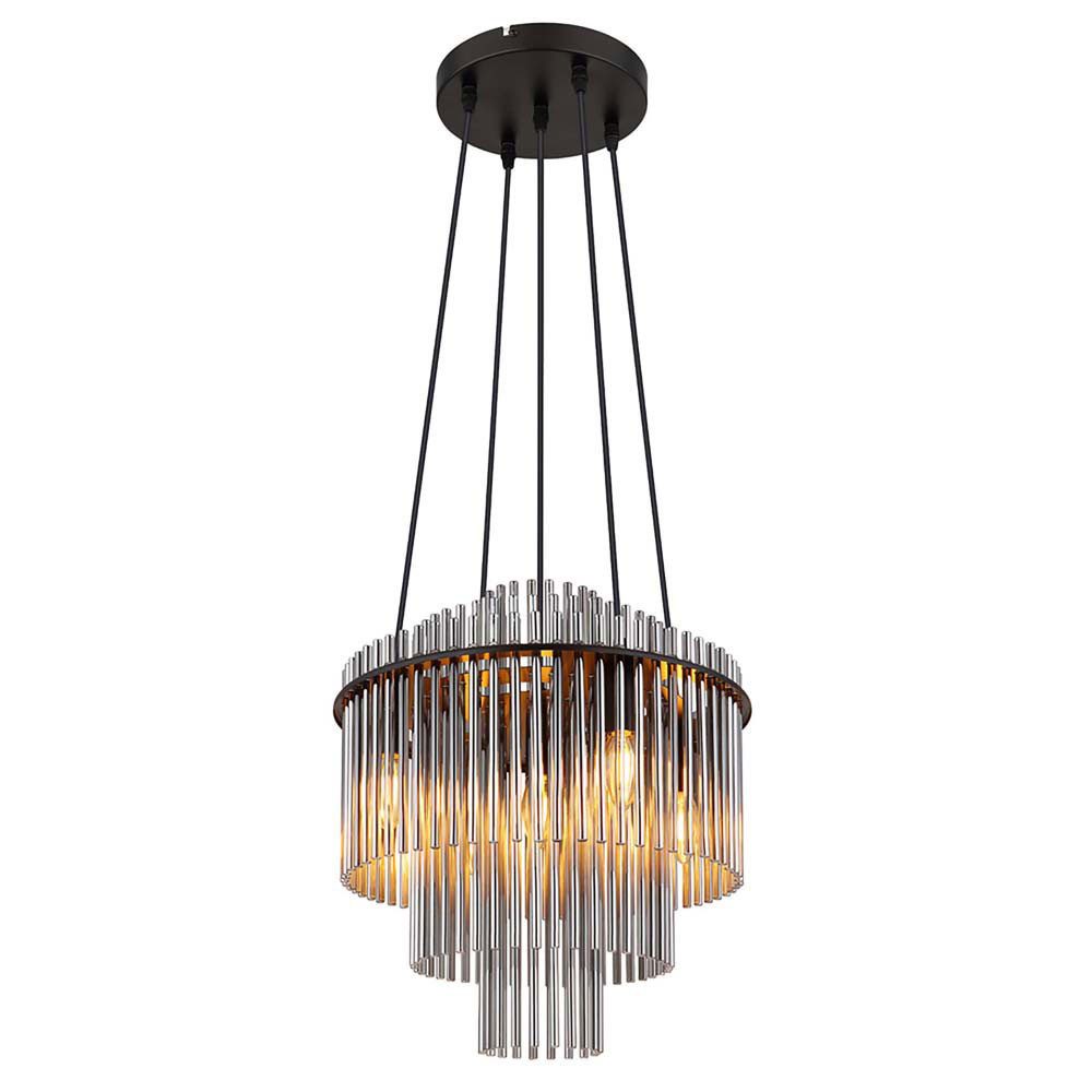 GLOBO LIGHTING Люстры, Leuchtmittel nicht inklusive, Люстры Hängelampe Wohnzimmerleuchte E14 Glasstäbe rauch schwarz