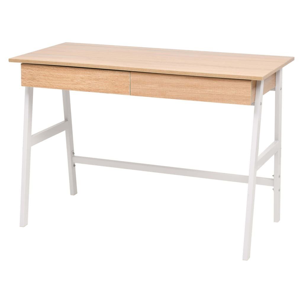 furnicato Schreibtisch 110x55x75 cm Eichenbraun und Weiß