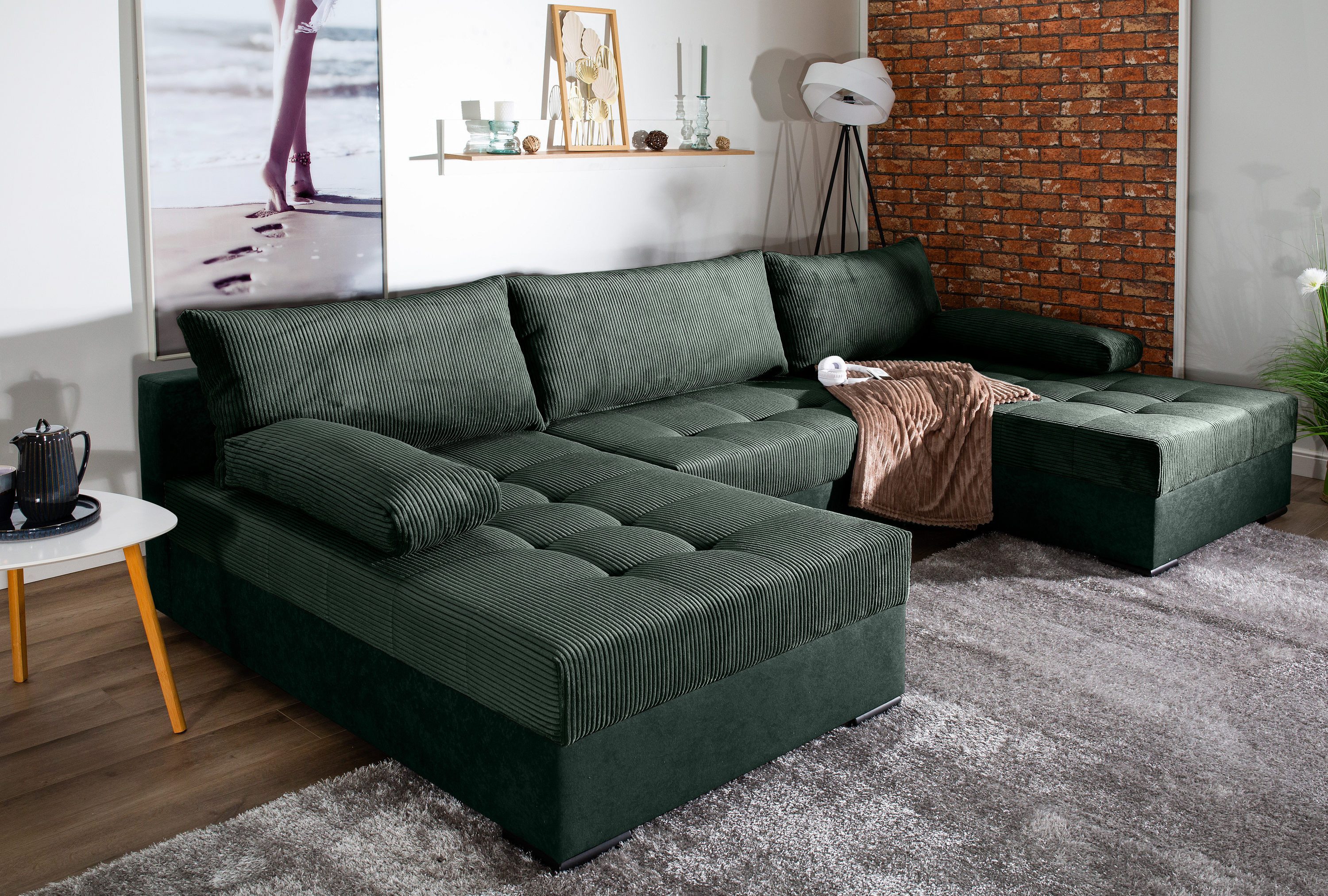 COLLECTION AB Wohnlandschaft "Josy U-Form, B: 307 cm" mit Bettfunktion & Be günstig online kaufen