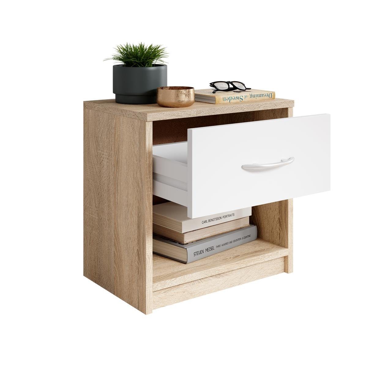 möbelando Nachtkommode Bettine, 39 x 41 x 28 cm (B/H/T)