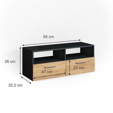 Vicco Lowboard Fernsehschrank Sideboard DIEGO Anthrazit / Goldkraft