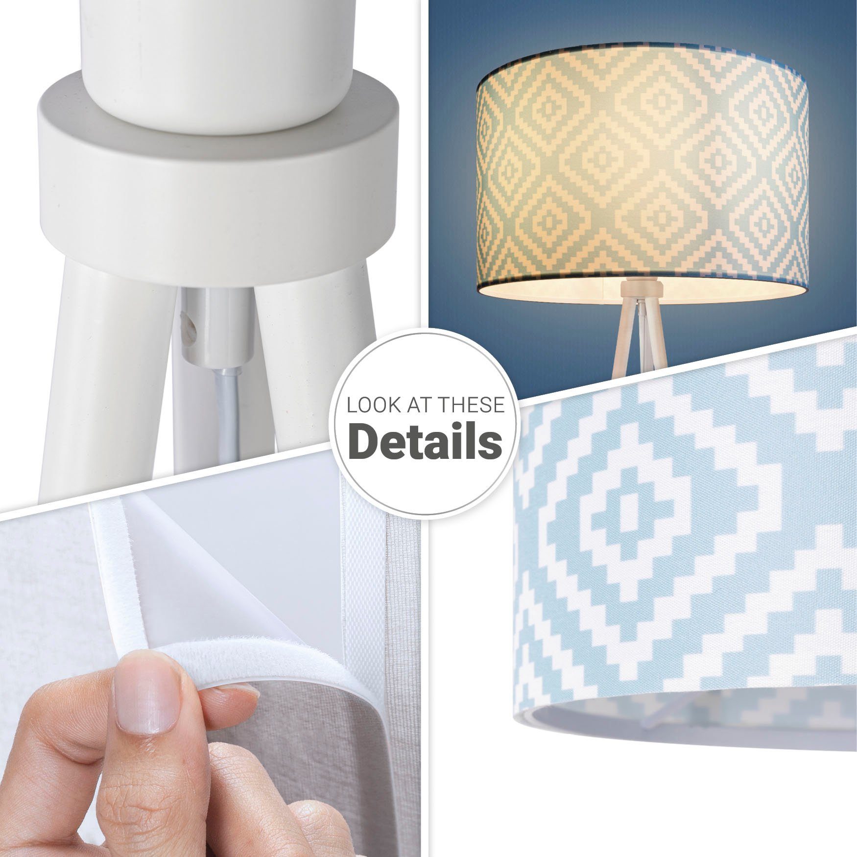 Paco Home Stehlampe Stofflampenschirm ohne Design Wohnzimmer Stella, Dreibein Vintage Modern Textil Trina Leuchtmittel