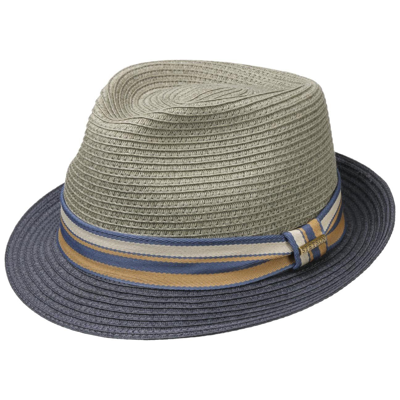 Stetson Sonnenhut Sommerhut dunkelblau Ripsband mit (1-St)