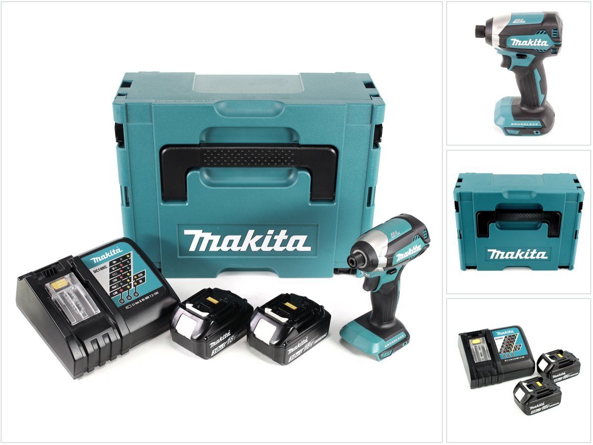 Makita Akku-Schlagschrauber DTD 153 RFJ Akku Schlagschrauber 1/4" 18V 170Nm brushless + 2x Akkus