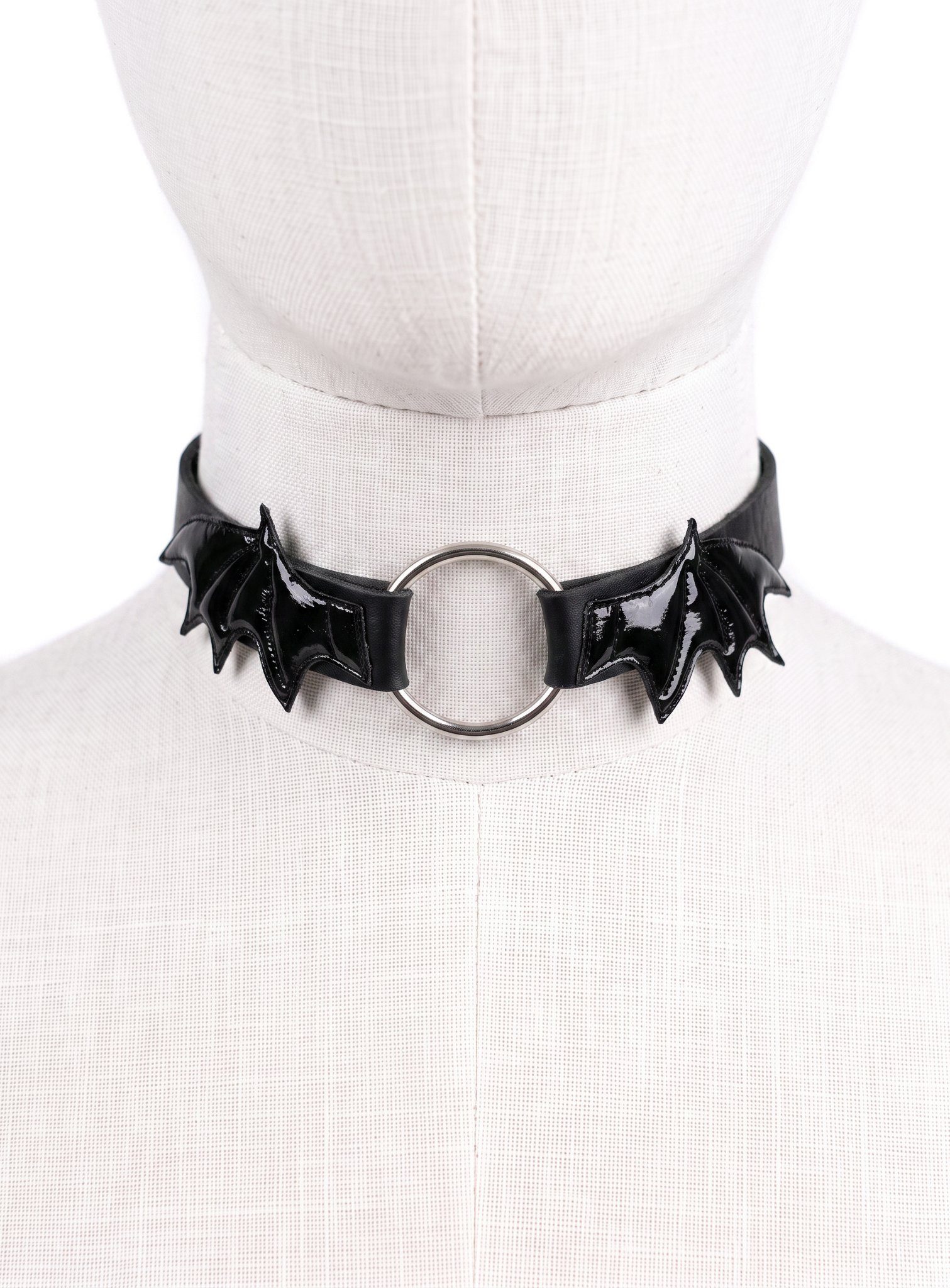 Metamorph Textilband Halsband Vampire Wings, Elastischer Halsschmuck für Gothic, Fetish und Leather-Look