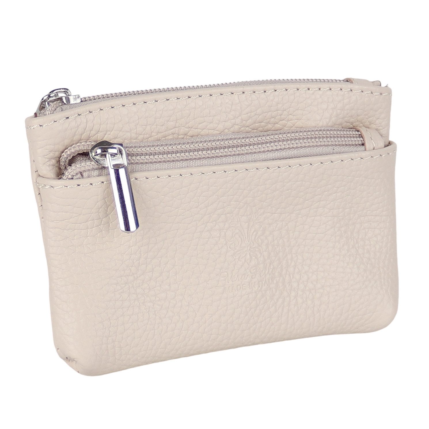 MIRROSI Mini Geldbörse Damen Geldbörse klein Made in Italy mit 2 Reißverschlussfächern (Prägung, ca. 12 x 8 x 1 cm), viele tolle Trendfarben zur Auswahl, leicht