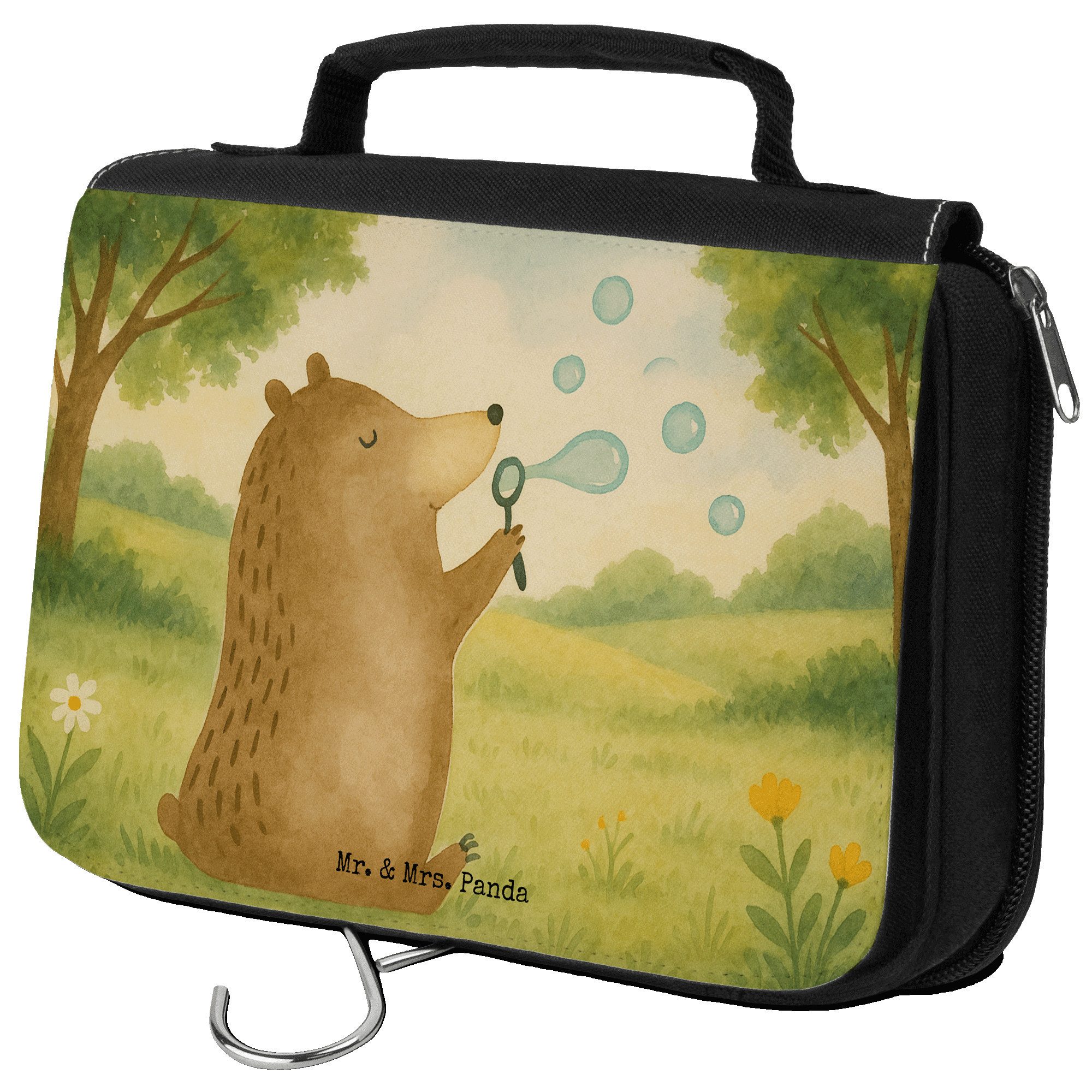 Kulturbeutel Bär Seifenblasen Design, kosmetiktäschchen, Weiß, Teddy, Kulturtasche