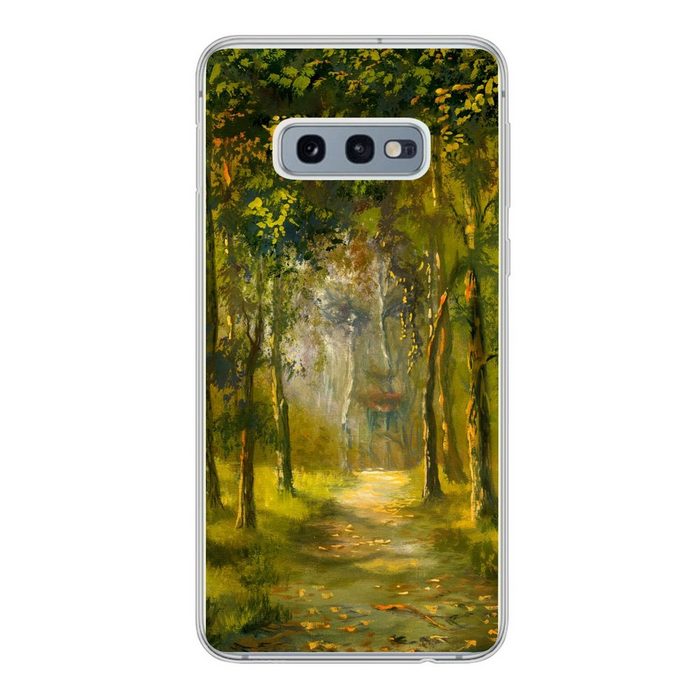 MuchoWow Handyhülle Eine Illustration eines Weges durch den Wald Phone Case Handyhülle Samsung Galaxy S10e Silikon Schutzhülle