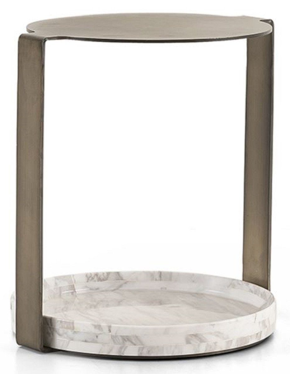 Casa Padrino Beistelltisch cm - Weiß Moderne / Luxus Messingfarben Möbel Kollektion Luxus 48 - 40 x x 35 Beistelltisch H