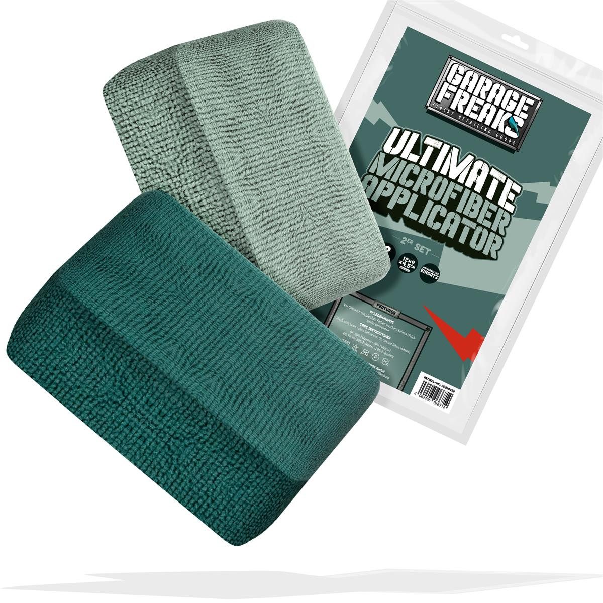 Garage Freaks 2er Pack - ULTIMATE MICROFIBER APPLICATOR - Auftragsschwamm Mikrofaserpad (80% Polyester, 20% Polyamide, 9x12 cm, 2-tlg., zum Auftragen von Polituren, Versiegelungen & Pflegeprodukten)