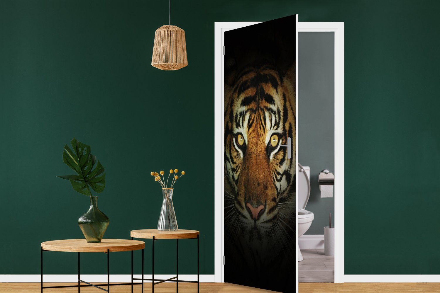 MuchoWow Türtapete Tiger - Licht Matt, bedruckt, Fototapete Augen, 75x205 cm - Türaufkleber, St), Tür, für (1