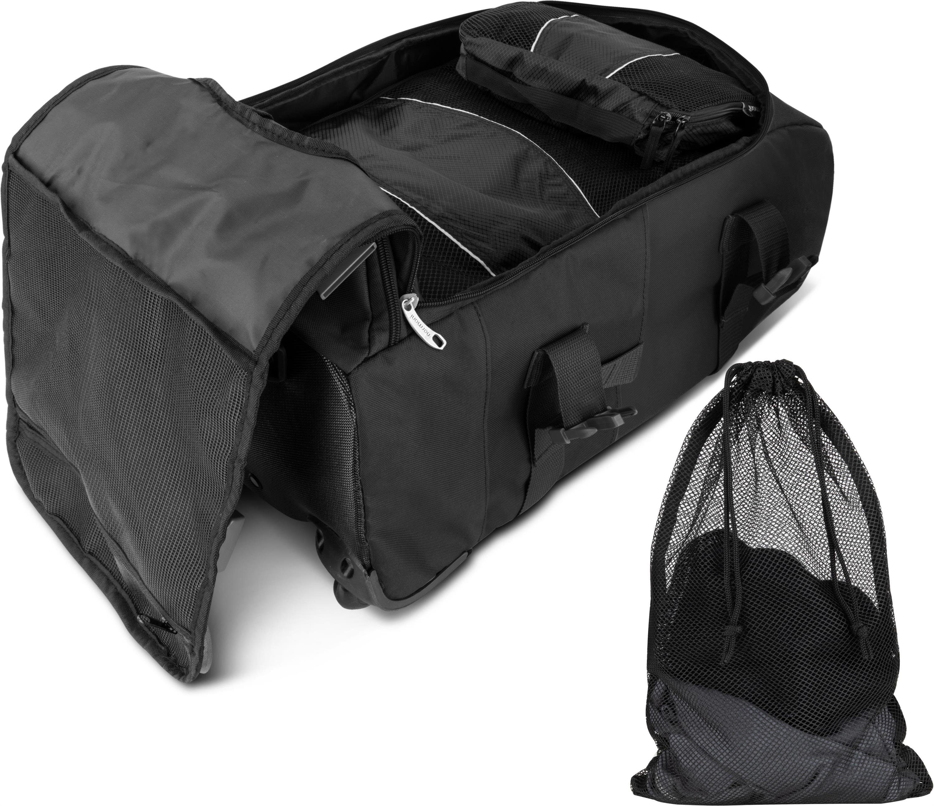normani Reisetasche Reisetasche mit 5 passenden Kleidertaschen Melano, 2-in-1 - Rucksack und Trolley Schwarz