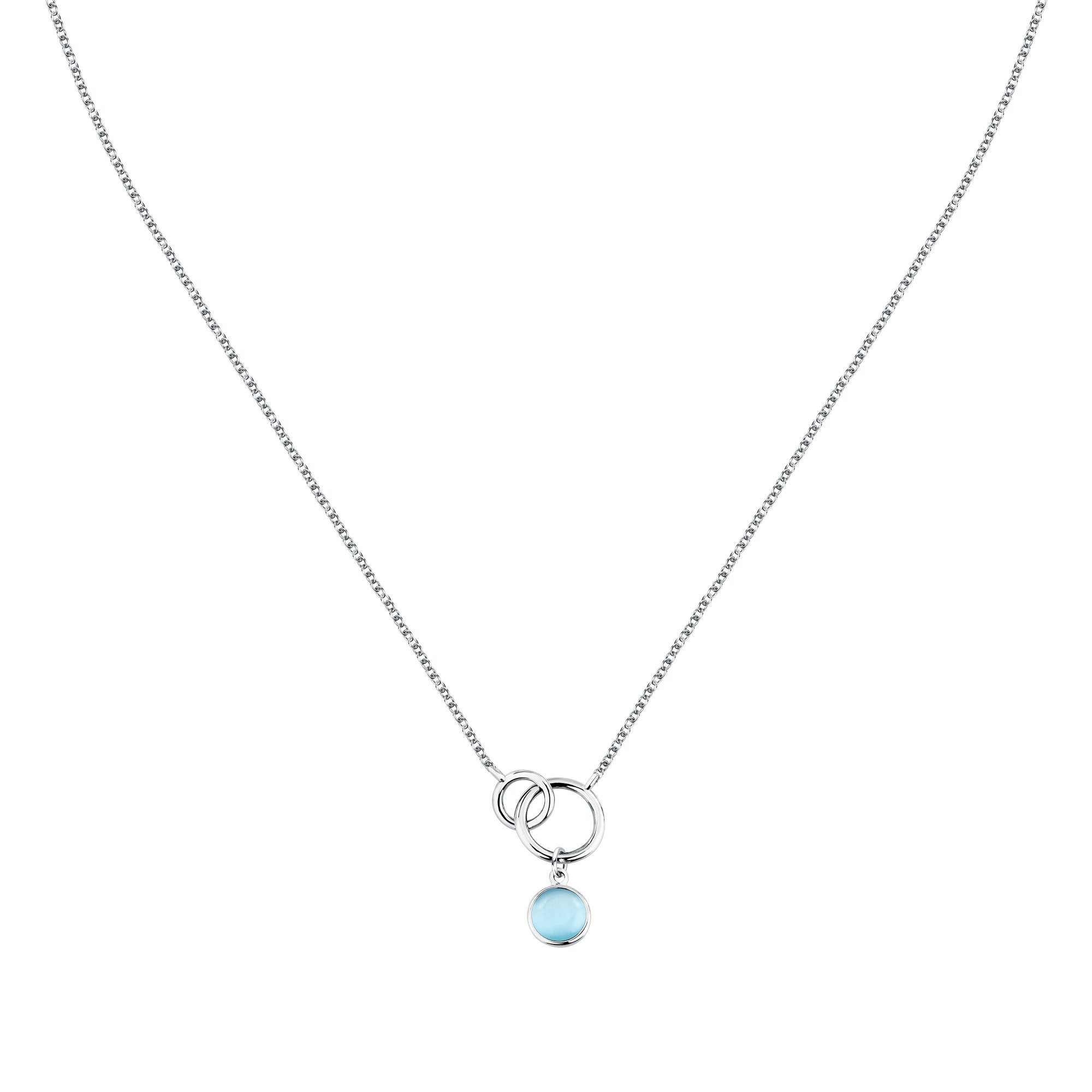 MORELLATO Kette mit Anhänger Venezia Halskette SAZM03 Silber blauer Katzenaugenstein 40+5 cm Damen