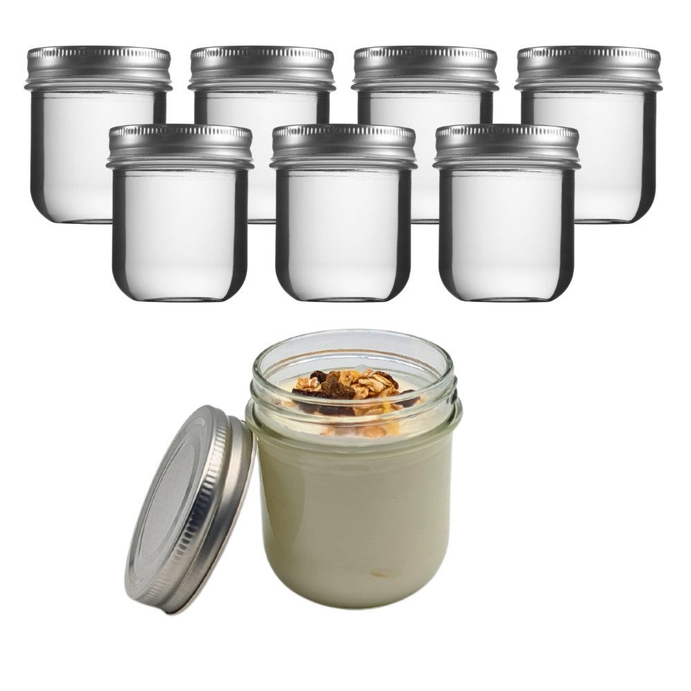 mikken Joghurtgläser 8x Dessertglas 220 ml Joghurtglas mit Schraubdeckel, (8er Set)