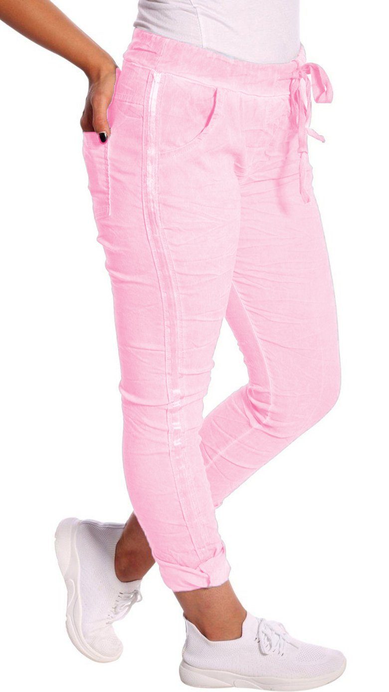 Charis Moda Jogg Pants Jogpants im stylischen Used Look mit Streifen an der Seite