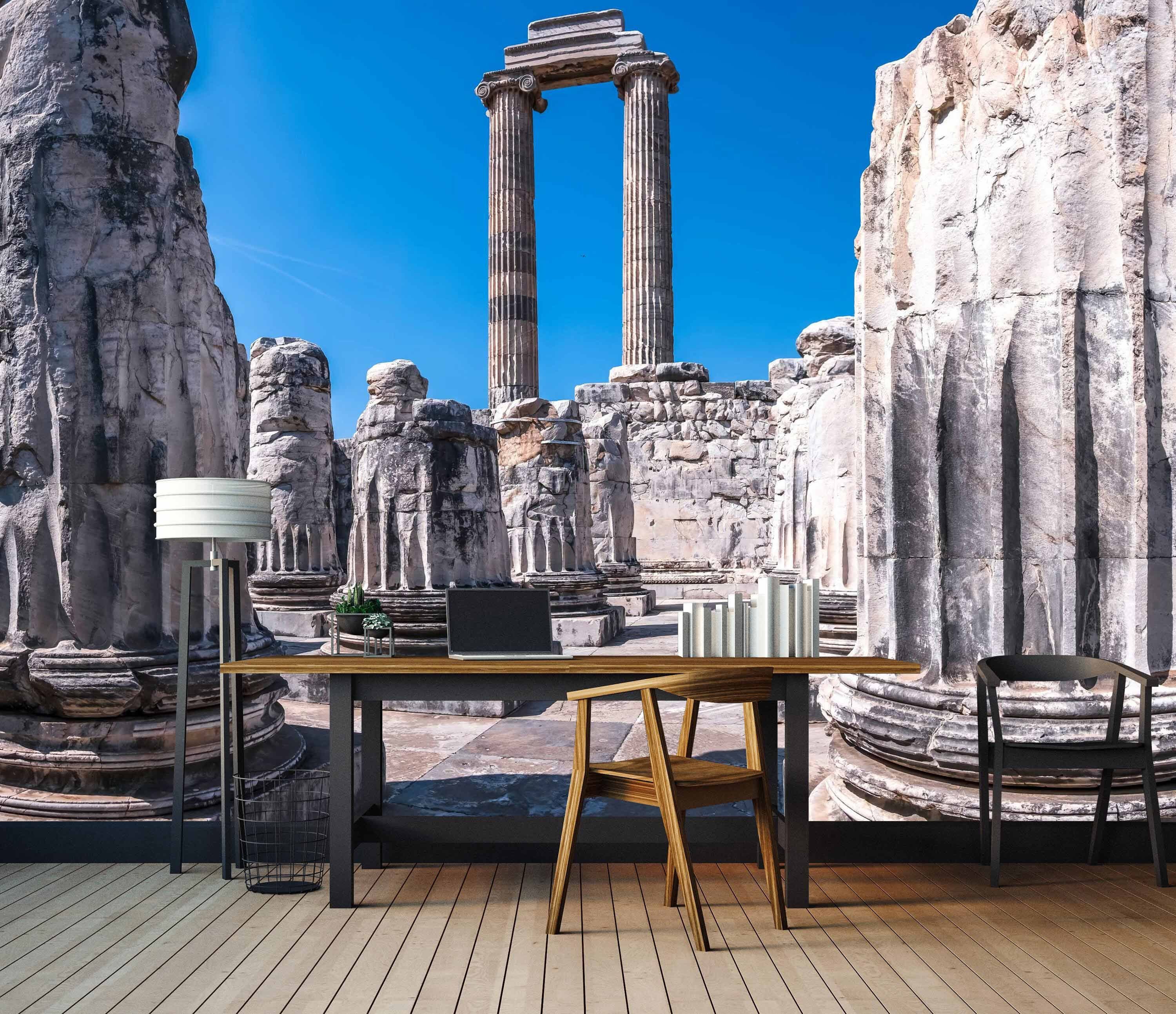 wandmotiv24 Fototapete Vliestapete Ruinen glatt, Motivtapete, Griechische Säulen, matt, Wandtapete
