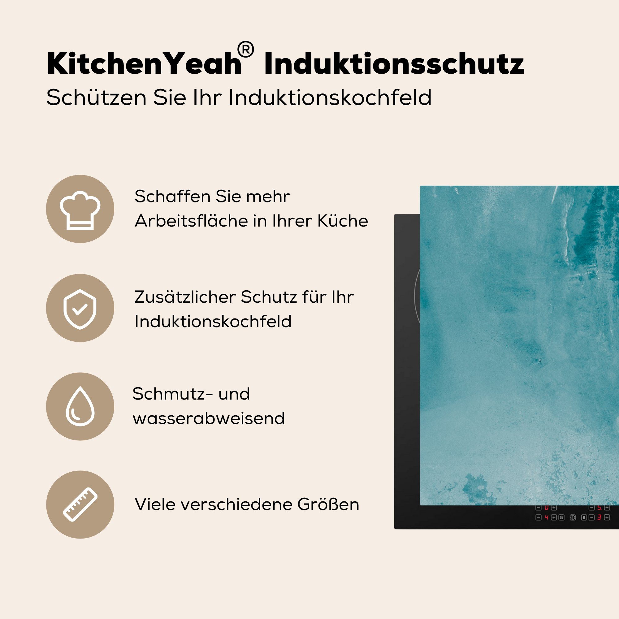 MuchoWow Herdblende-/Abdeckplatte Konvergenz von Salz (1 für küche, 81x52 Schutz die Vinyl, Induktionskochfeld Wasser, und cm, tlg), Ceranfeldabdeckung