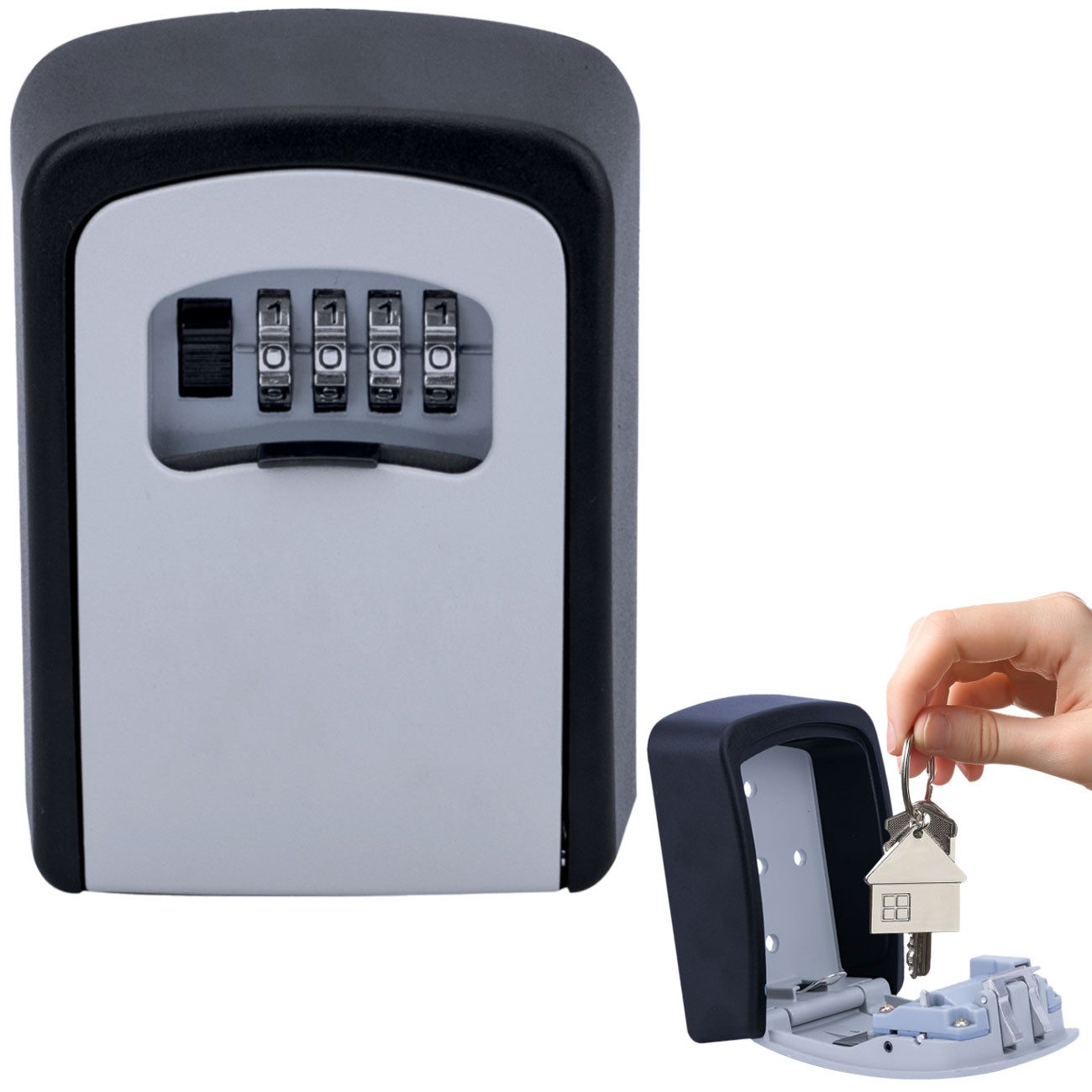Casativo Schlüsseltresor Extra sicherer Mini Schlüssel-Safe mit Zahlenschloss mit Schutzklappe, robustem Aluminium Gehäuse, wetterfest für drinnen und draussen