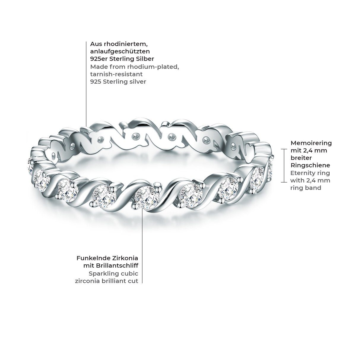 Trilani Silberring Verlobungsring aus 925 Sterling günstig online kaufen