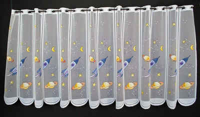 Scheibengardine nach Maß Kinder Rakete Weltraum, Gardinen Kranzusch, Stangendurchzug (1 St), transparent, Stablöcher, transparent