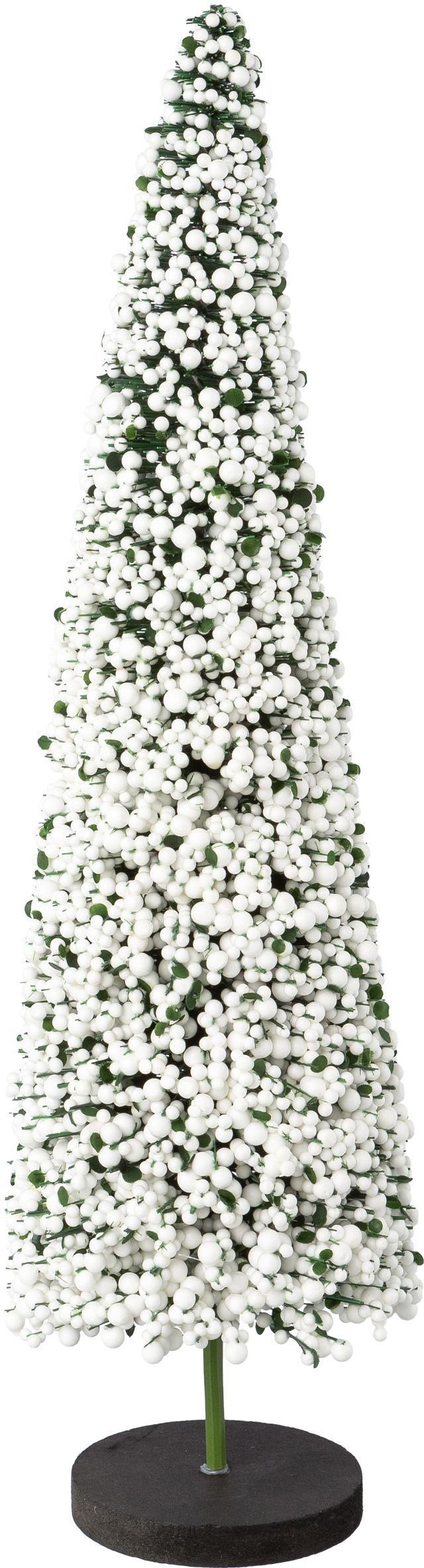 Creativ Weihnachtsdeko mit verziert, hochwertiger Höhe Dekobaum Holzbase, auf (1 cm St), Perlen 50 deco