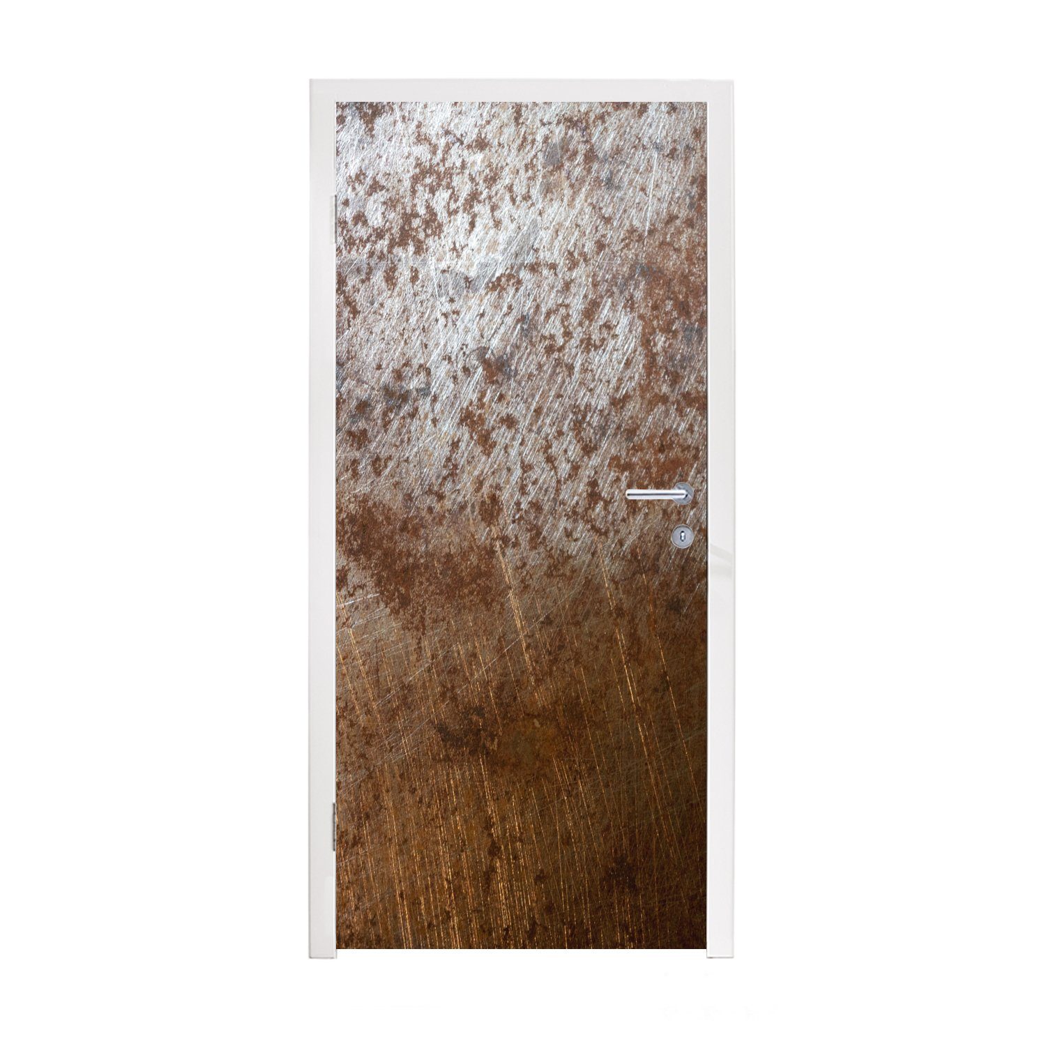 Kratzer Türtapete Tür, - Rost 75x205 Eisen, Matt, - St), MuchoWow Türaufkleber, bedruckt, für cm Fototapete (1