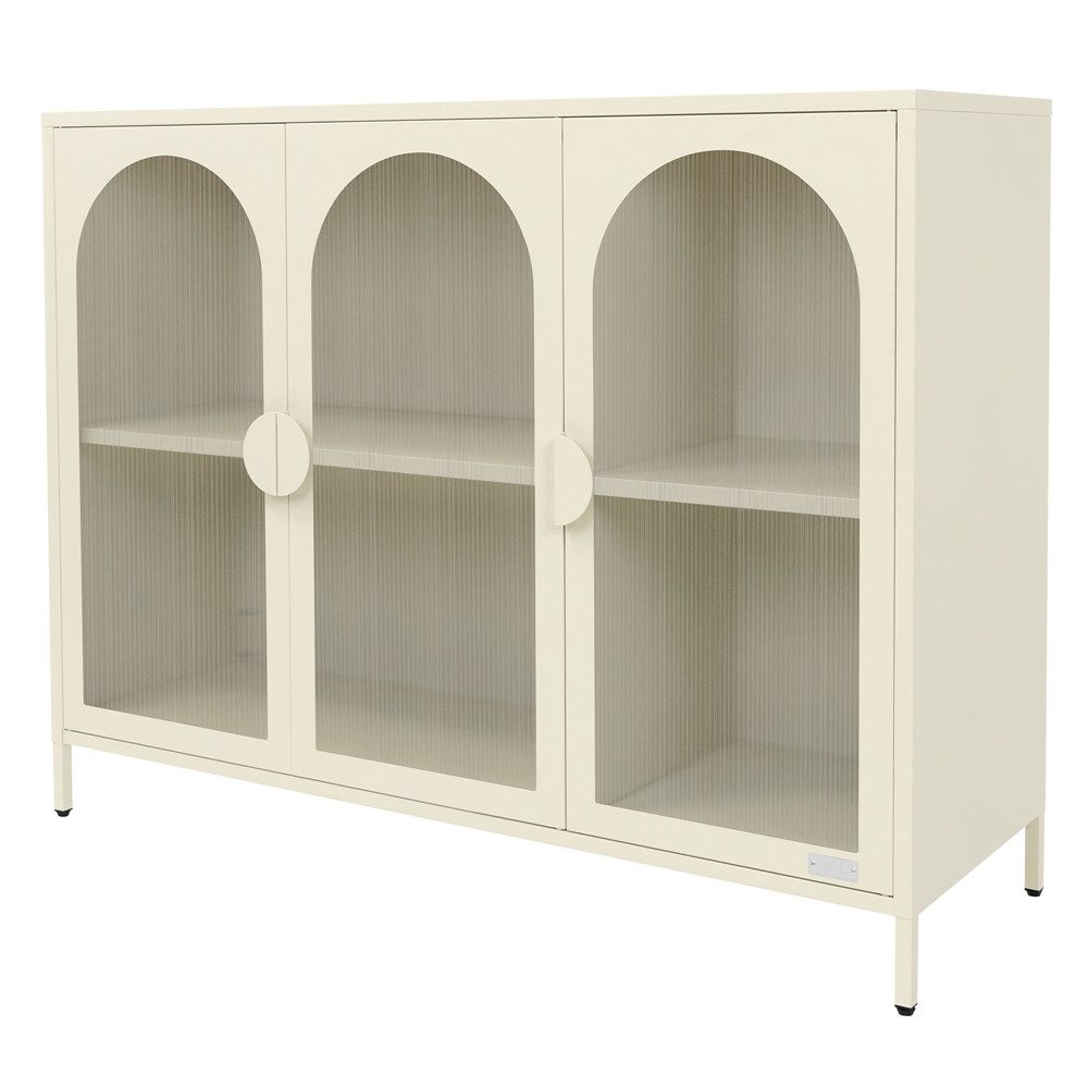 ML-DESIGN Vitrine Buffet Küchenschrank Vitrinenschrank Stahl Standvitrine mit Stauraum Wohnzimmer Sideboard Standschrank Metall Aktenschrank Bücherschrank