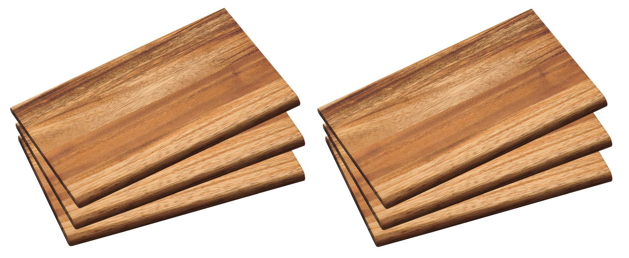 Kesper Frühstücksbrett, Hartholz, (Set, 6-St), Holzbrettset für Frührück  oder Brotzeit, aus Akazienholz