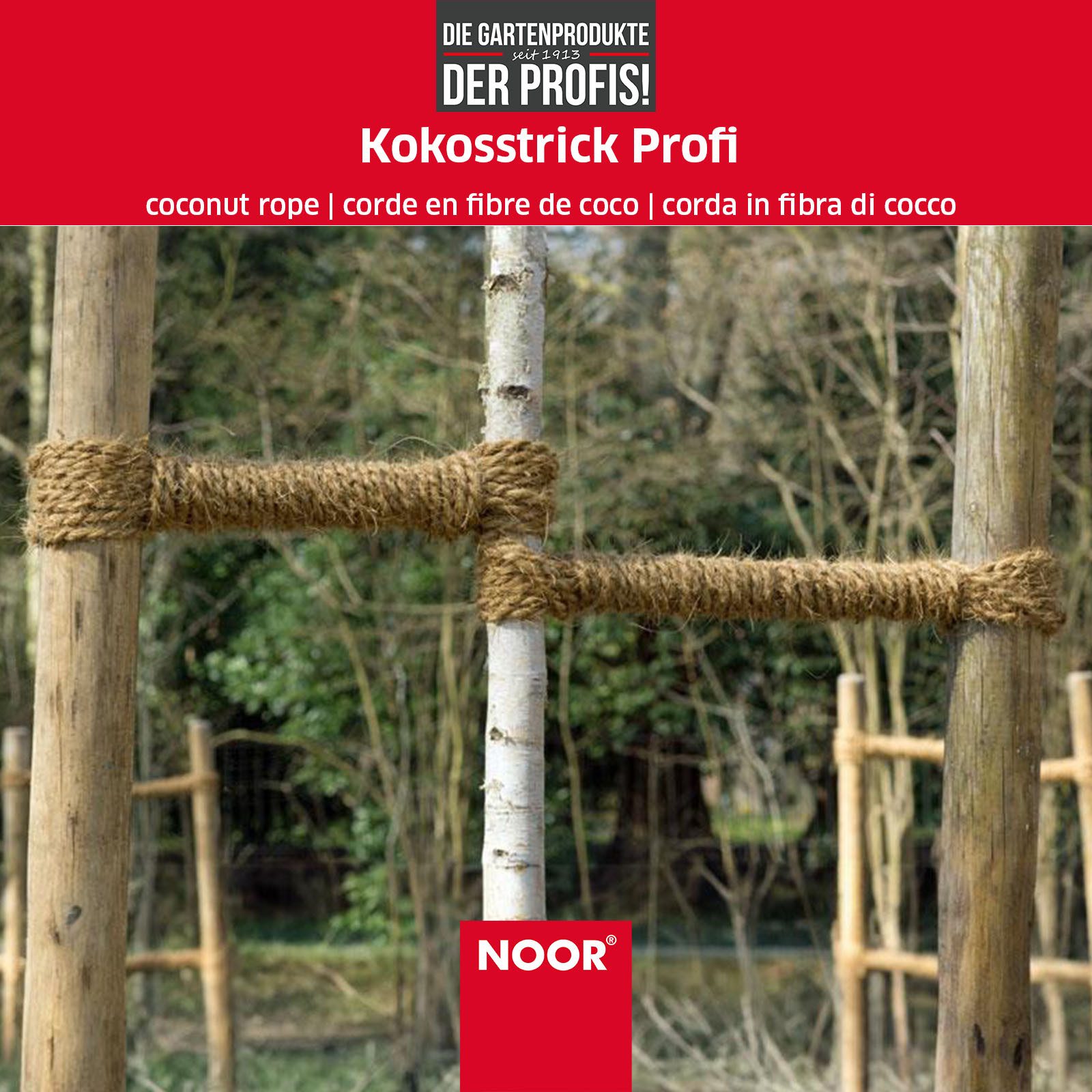 NOOR Strick Kokosstrick PROFI - 8 mm Garn-Stärke - Baumanbinder aus Kokosgarn, Kokosfaser, 2-fach geflochten - winterfest & frostresistent - biologisch abbaubar