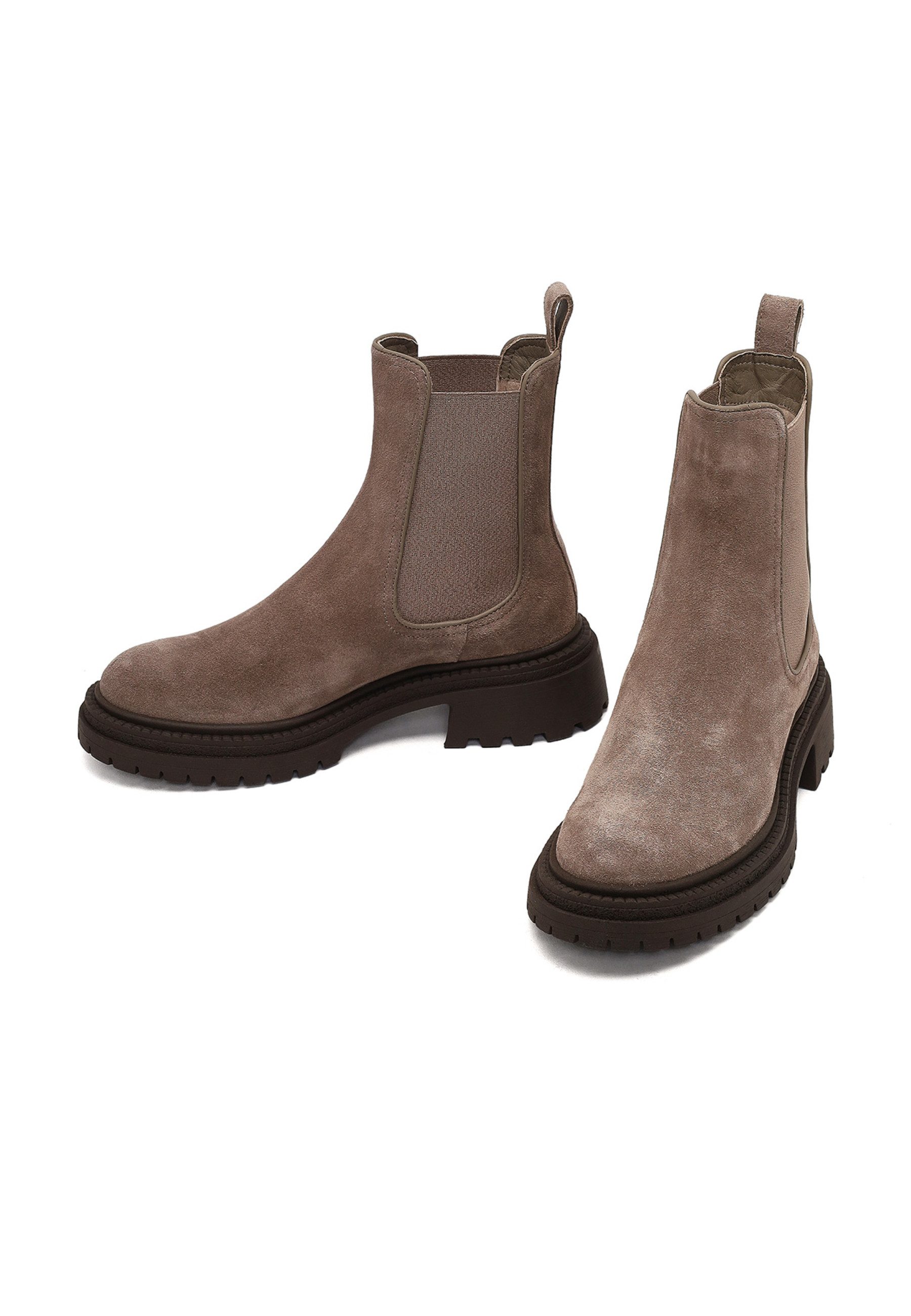 Derimod Chelsea-Stiefel aus Veloursleder Chelseaboots Lederfutter, Absatz 3 cm