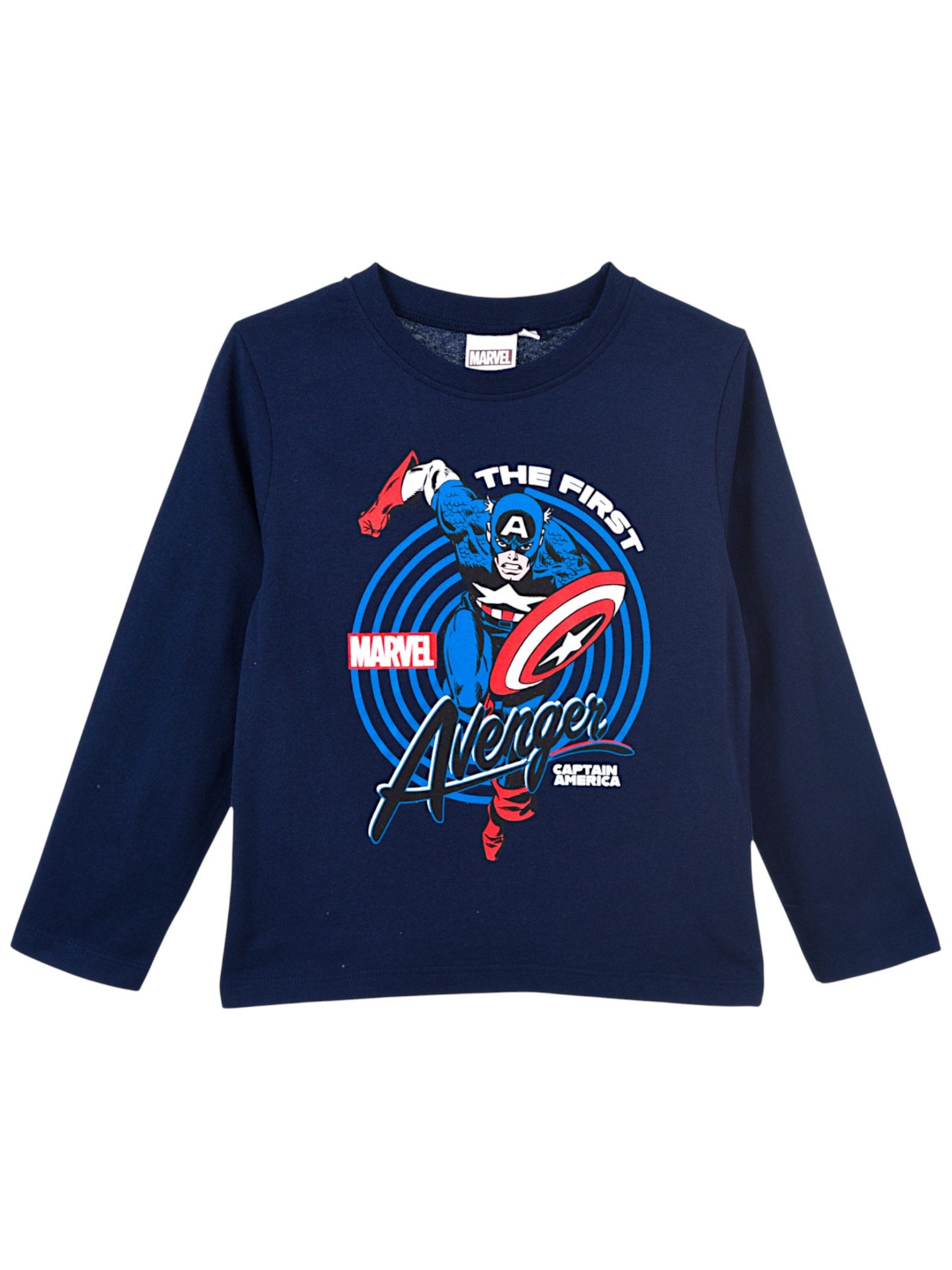 The AVENGERS Langarmshirt Captain America Jungen Langarmshirt aus recyceltem Material Gr. 104 - 140 cm