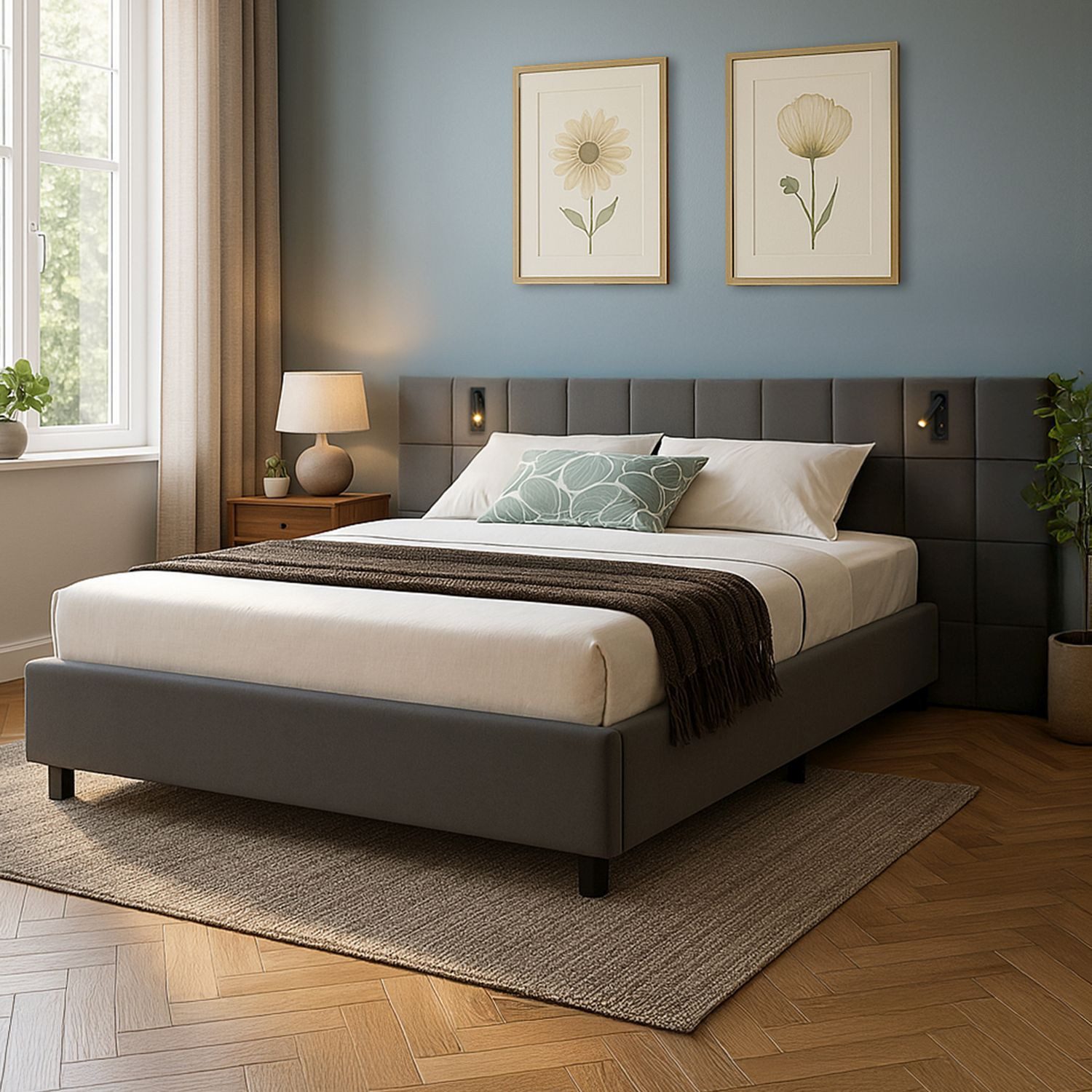 Juskys Polsterbett Luzano, 140x200 cm, Samt, günstig online kaufen