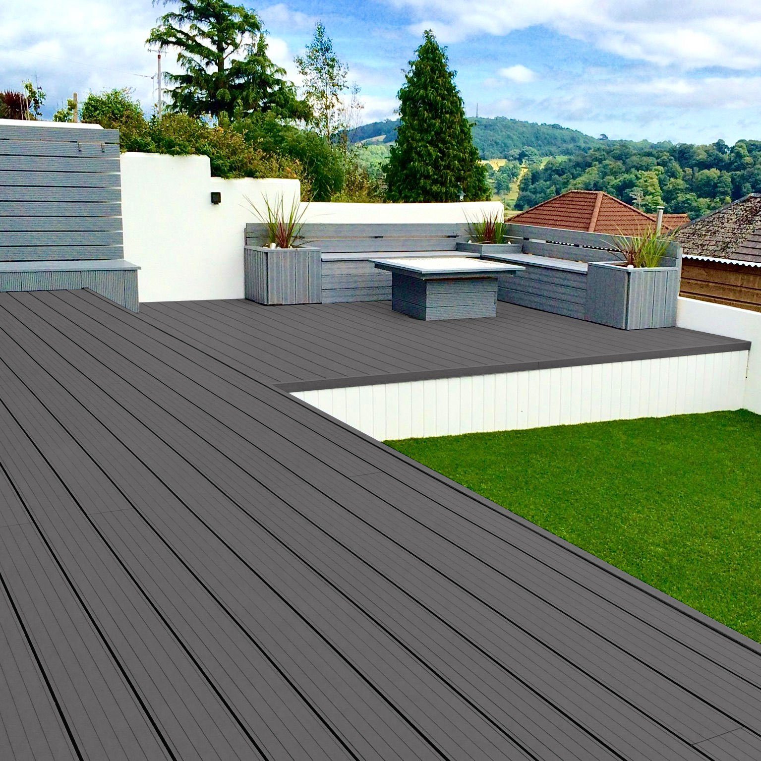 Endorphin Terrassendielen ® 8m² Hellgrau WPC Terrassendielen Komplettset