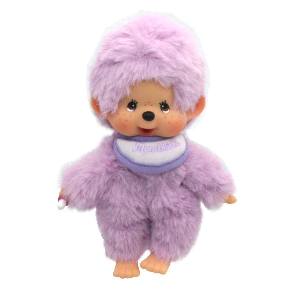 Monchhichi Plüschfigur Junge Lila 13 cm Monchhichi Color Puppe mit lilafarbenem Lätzchen