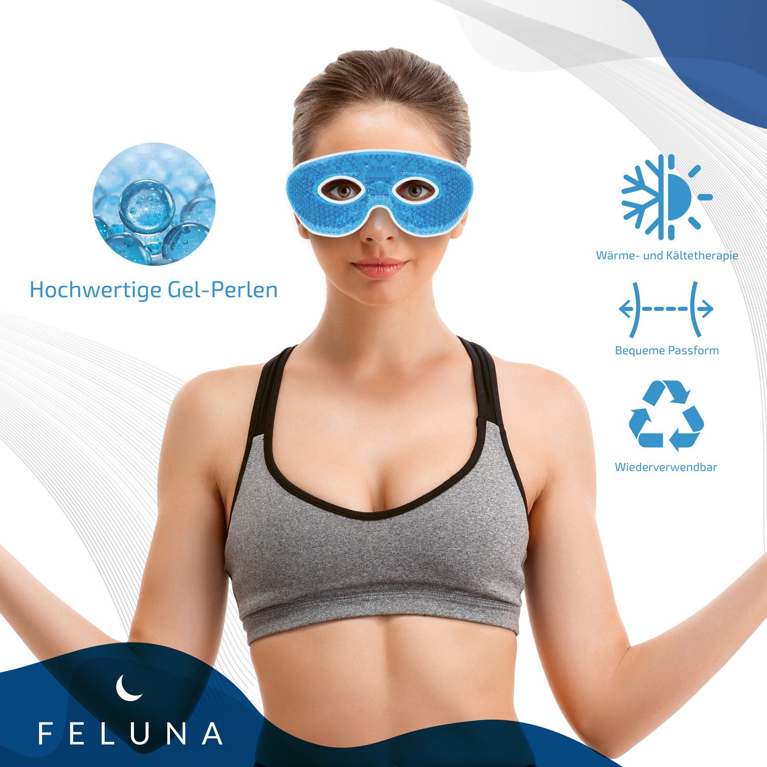 Feluna Gesichtsmaske FELUNA Gel Kühlmaske für Augen-Entspannungs & Kältetherapie Maske Kühlmaske, Entspannungsmaske Kühlende Maske