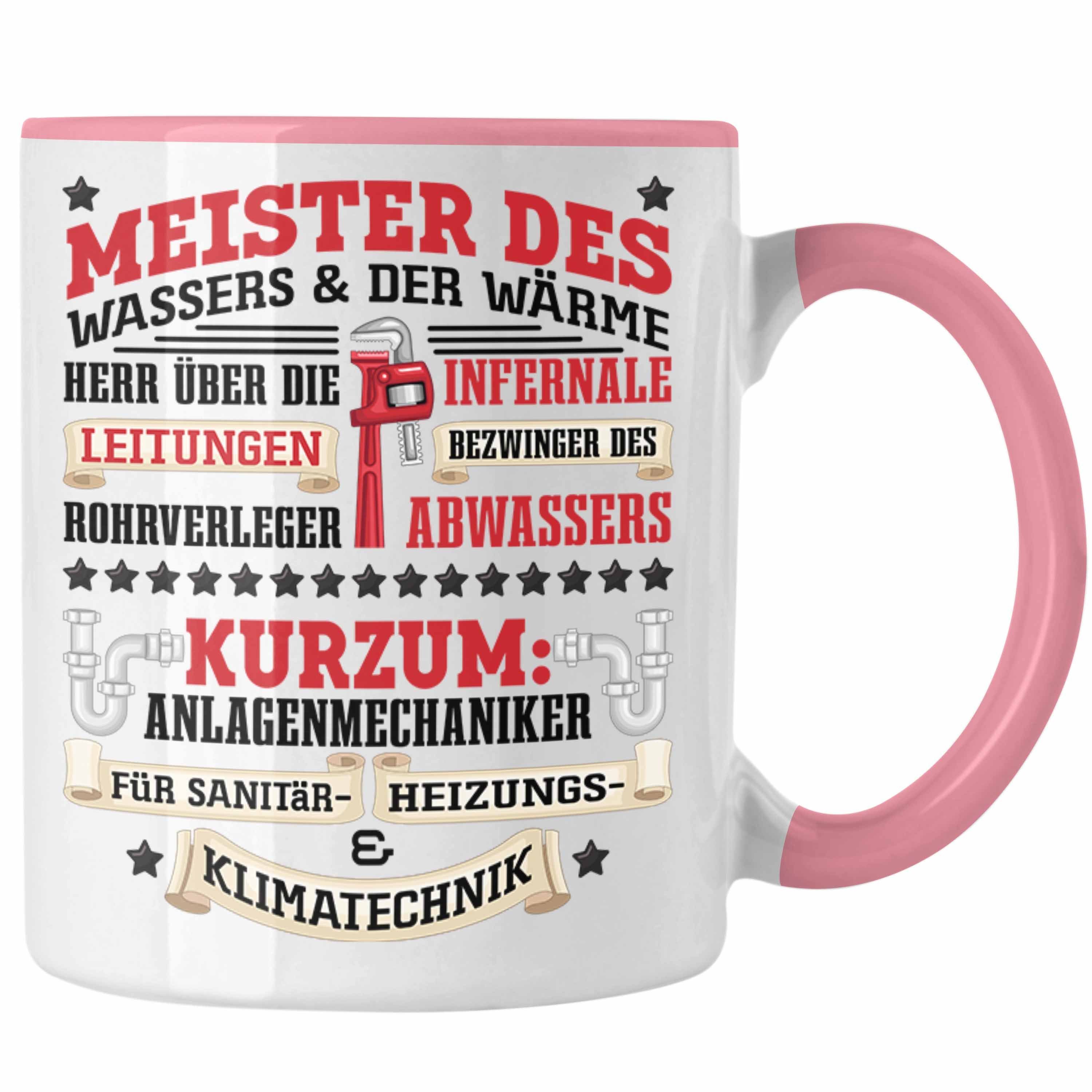 Trendation Tasse Anlagemechaniker Heizungsbauer Klempner Tasse Geschenk Spruch Männer K Rosa
