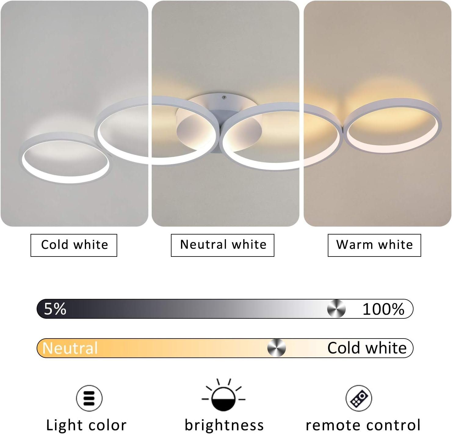 Nettlife LED Deckenleuchte Schwarz Dimmbar Schlafzimmer günstig online kaufen