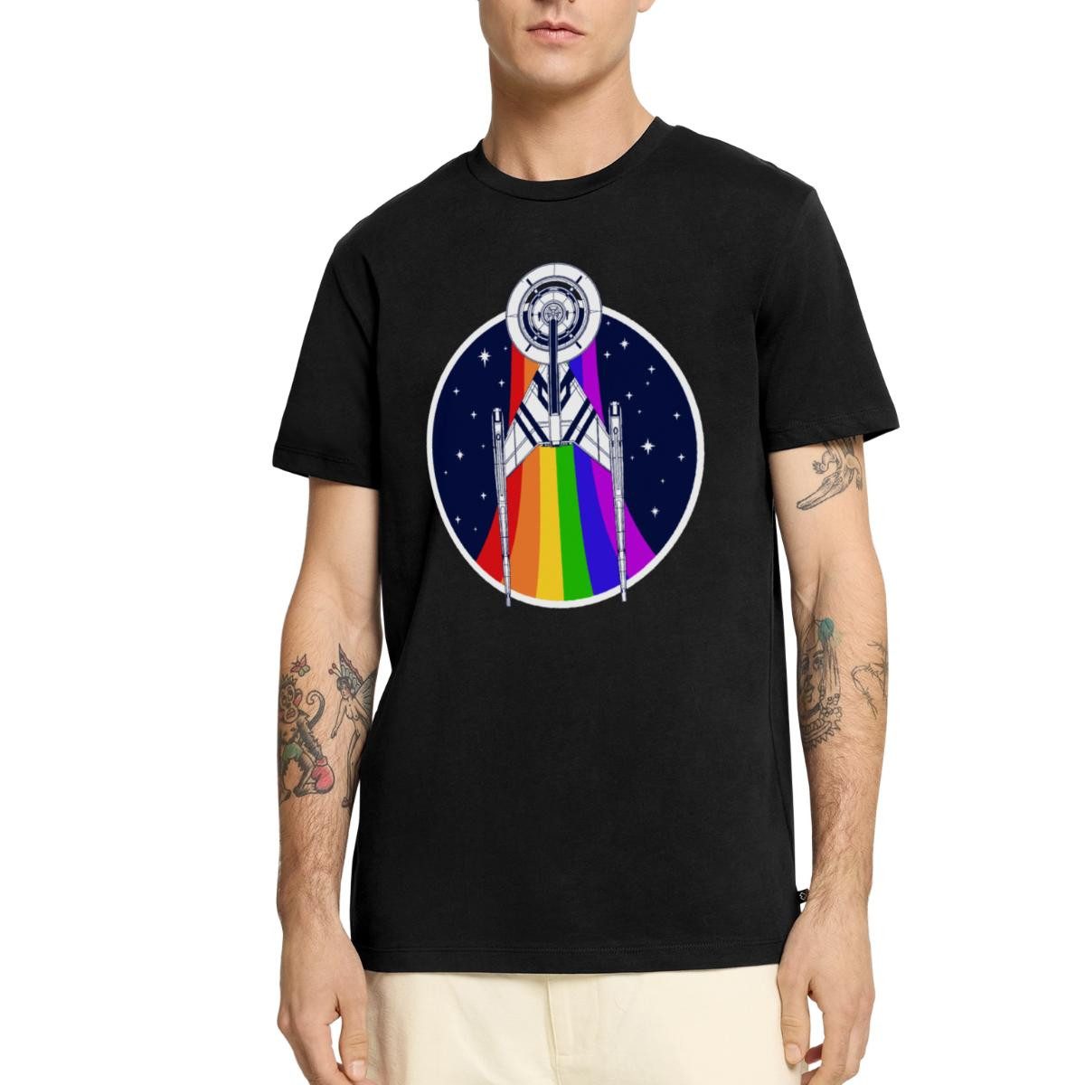 Spreadshirt T-Shirt Star Trek Discovery Gay Pride Regenbogen Emblem Männer Premium T-Shirt (1-tlg)