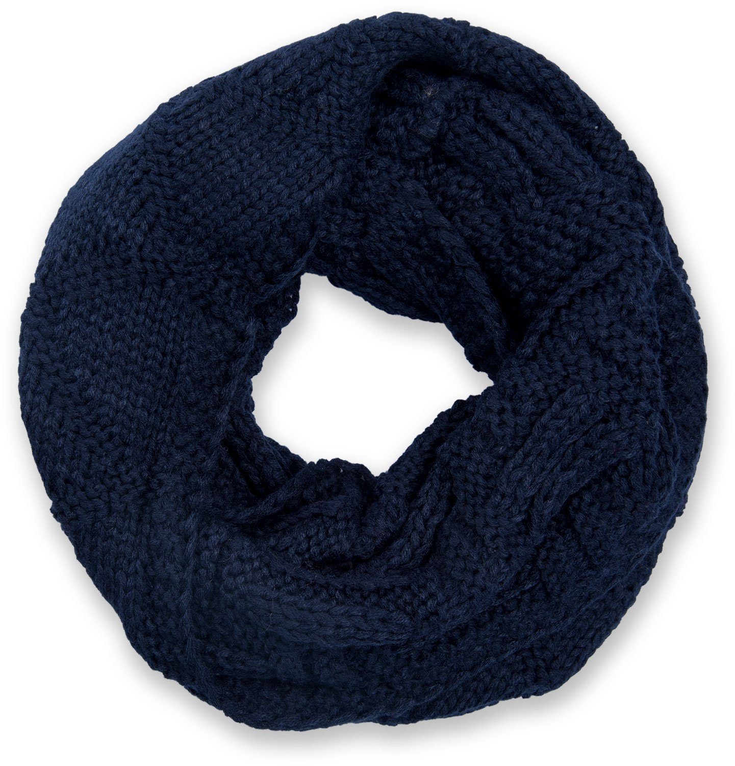 styleBREAKER Strickschal, (1-St), Strick Loop mit Gitter und Rippenmuster Midnight-Blue / Dunkelblau