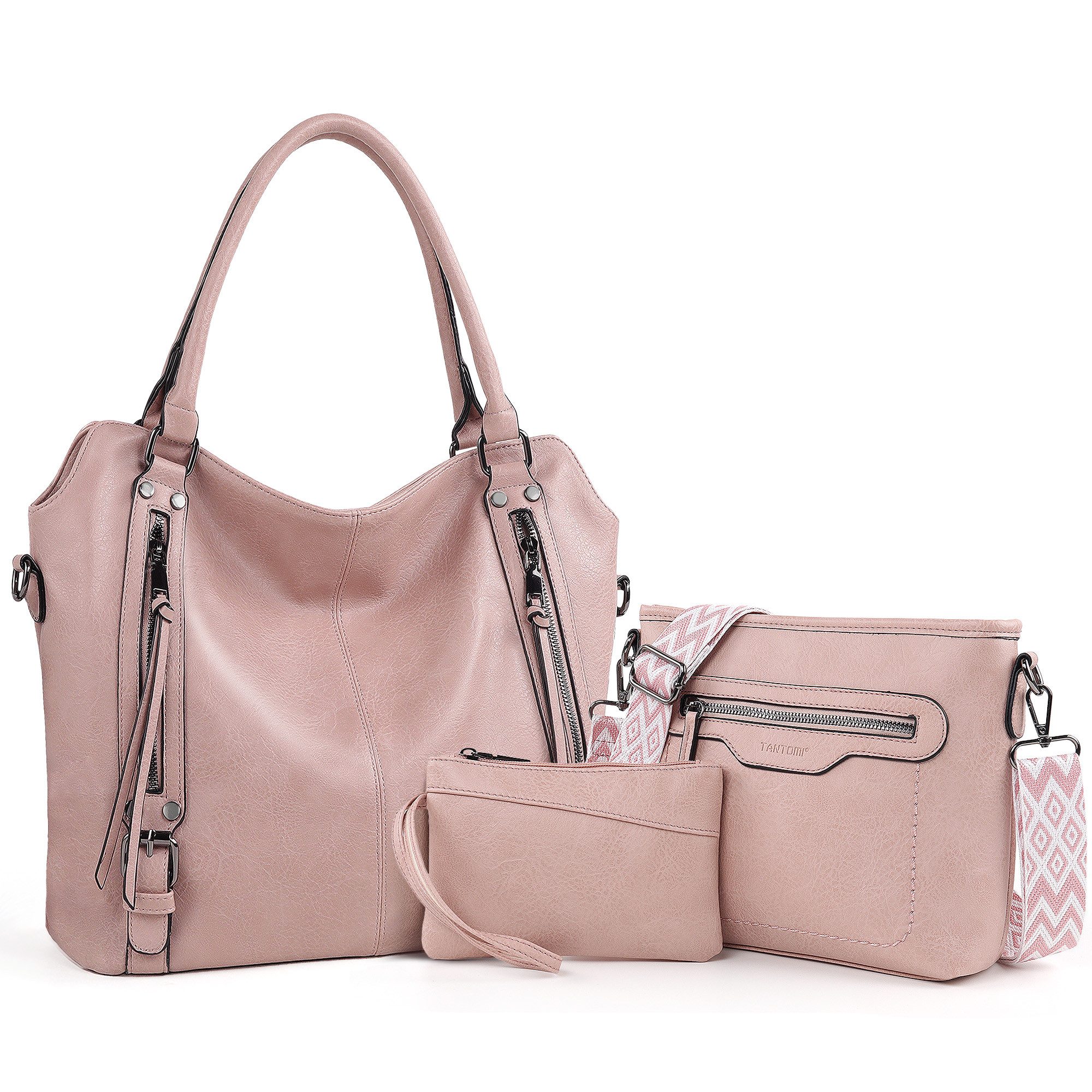 TAN.TOMI Handtasche 3-Tlg Shopper Schultertasche Geldbörse Damen Groß Umhängetasche, Für Freizeit Business Schule Büro usw in schlichter Optik