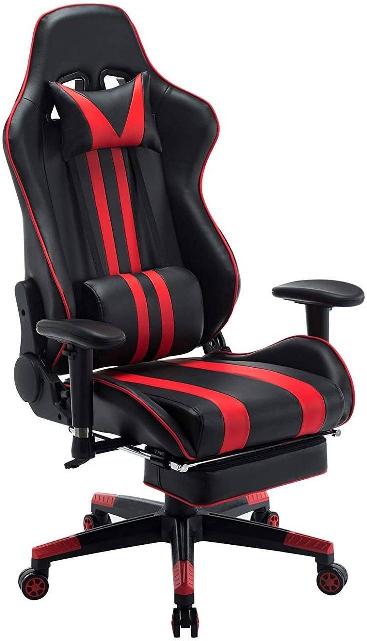 Bürostuhl Racing Gaming Stuhl Schreibtischstuhl Drehstuhl Chefsessel Kippbar Rot 