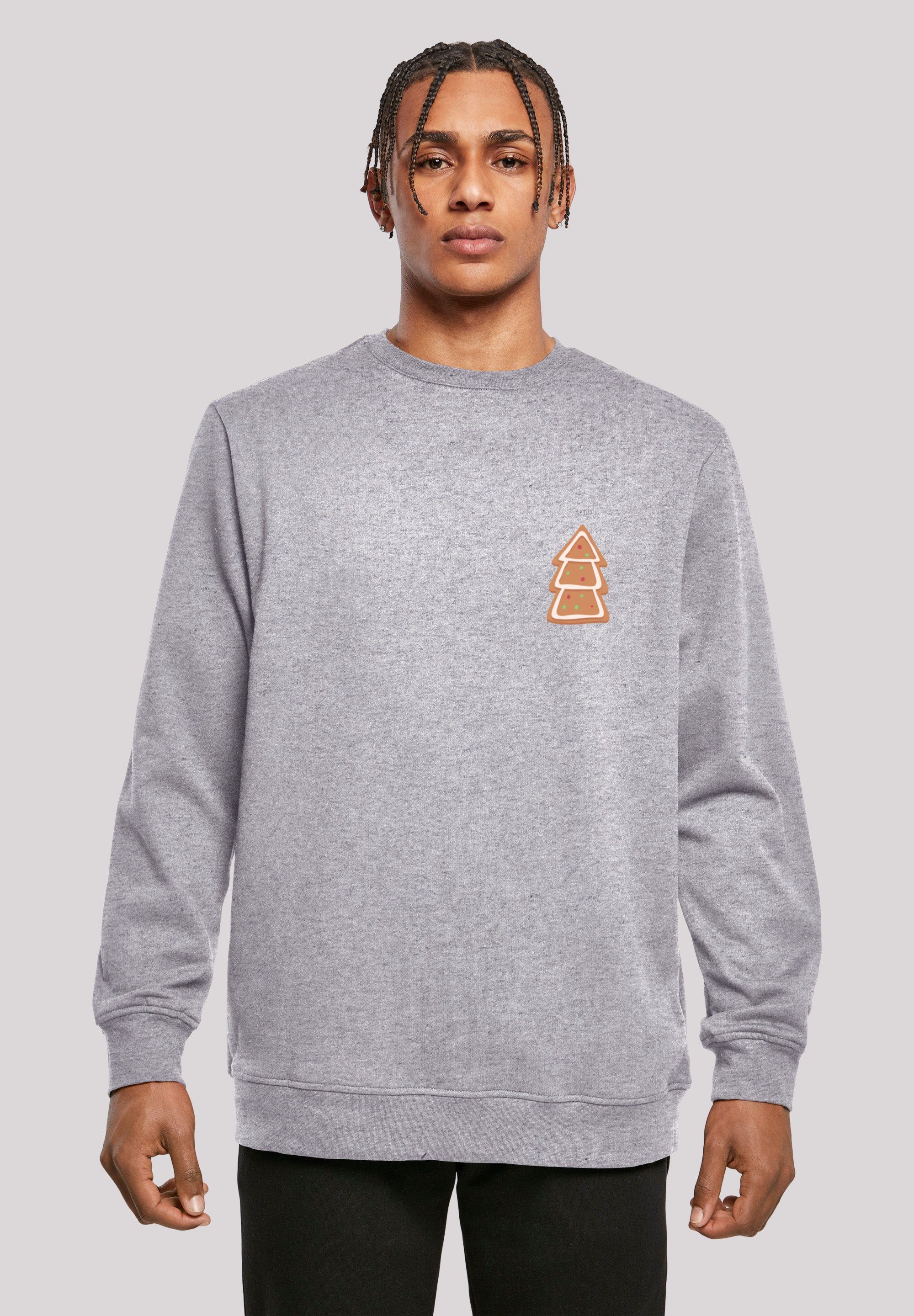 F4NT4STIC Hoodie Gingerbread Lebkuchen Tree Print heather grey