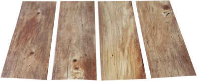 MySpotti Duscheinlage Klebefliese stepon Holz, B: 30 cm, L: 10 cm, Set, 4-tlg., Antirutsch-Aufkleber