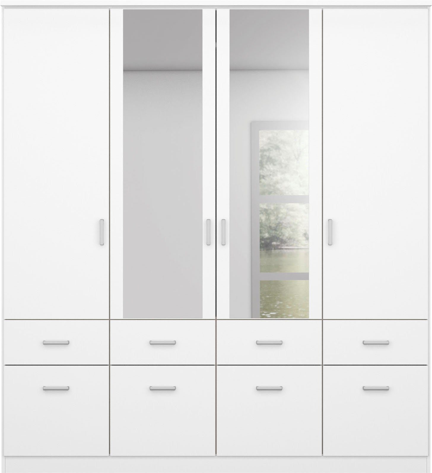 rauch Kleiderschrank Kleiderschrank Schrank Garderobe deckenhoher Schrank BREMEN (optional mit Spiegel, Breiten: 91/136/181 cm, Höhe: 199 cm) in vielen Farbvari – Bild 4 von 5